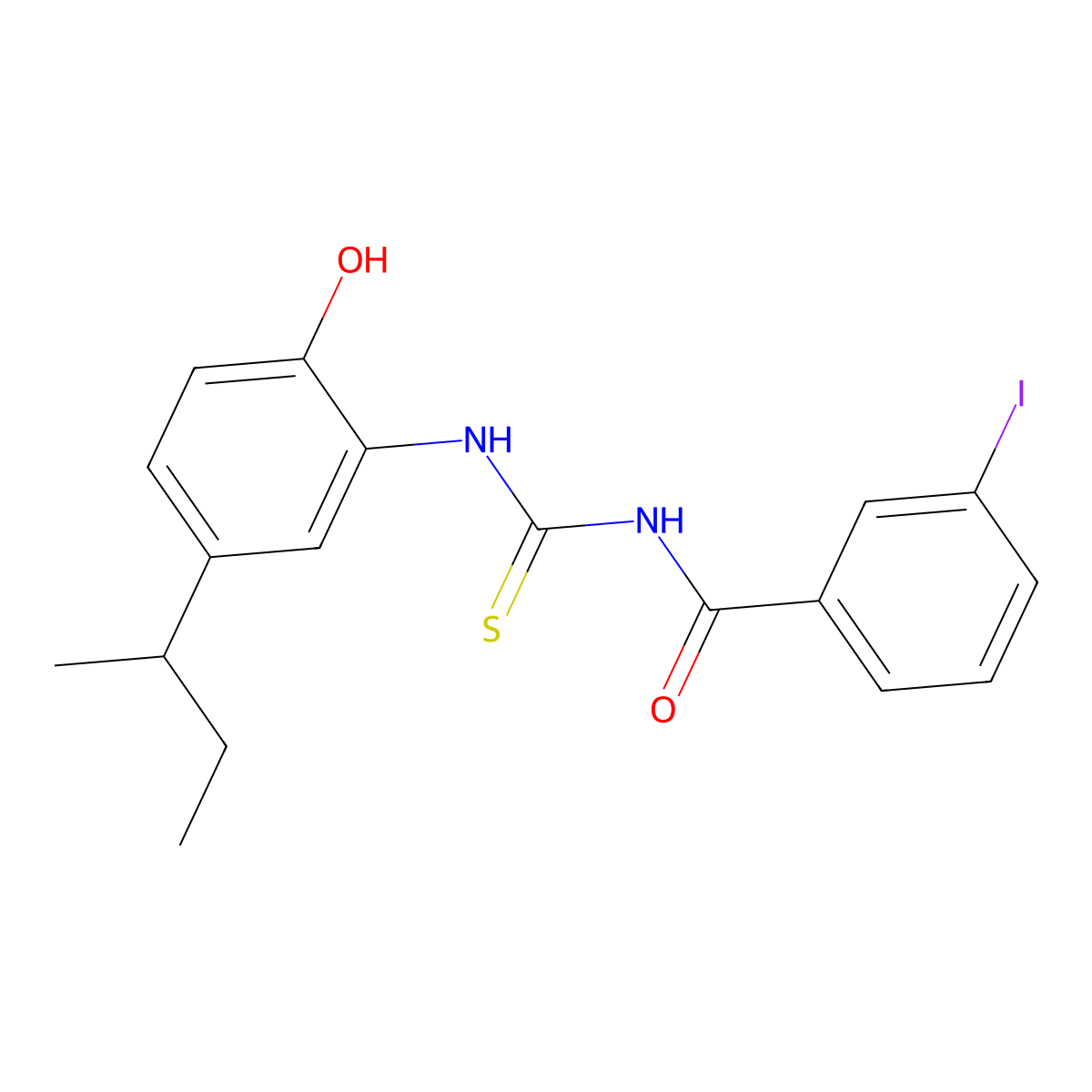 N-[(5-butan-2-yl-2-hydroxyphenyl)carbamothioyl]-3-iodobenzamide molecular structure, CAS 429649-70-7