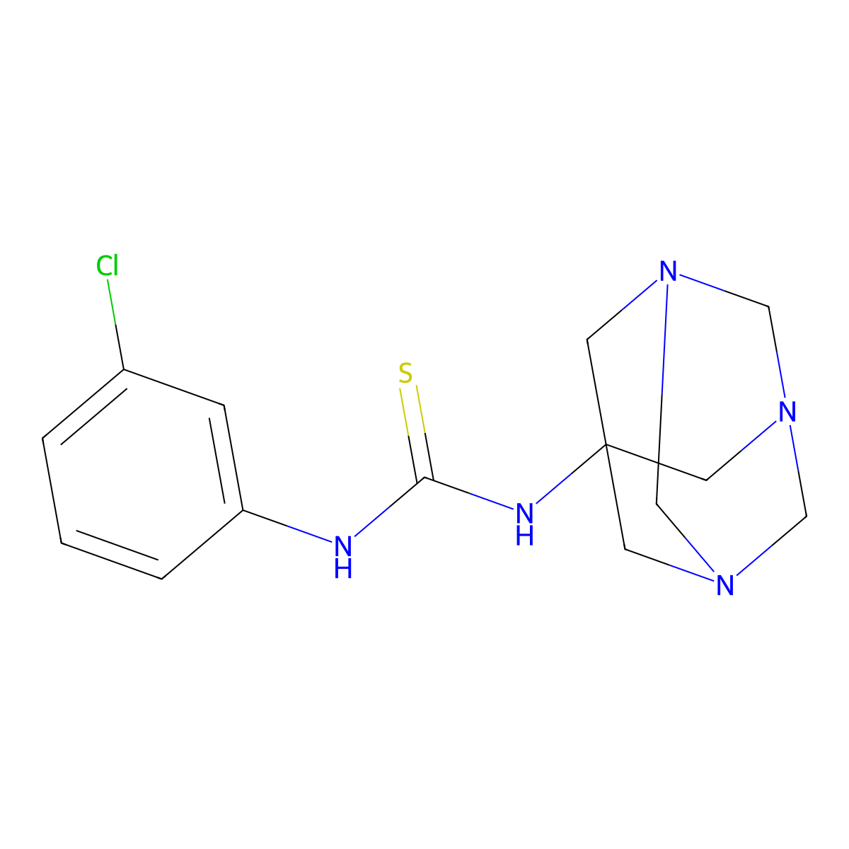 1-(3-Chlorophenyl)-3-(1,3,5-triazatricyclo[3.3.1.1~3,7~]dec-7-yl)thiourea molecular structure, CAS 429649-85-4