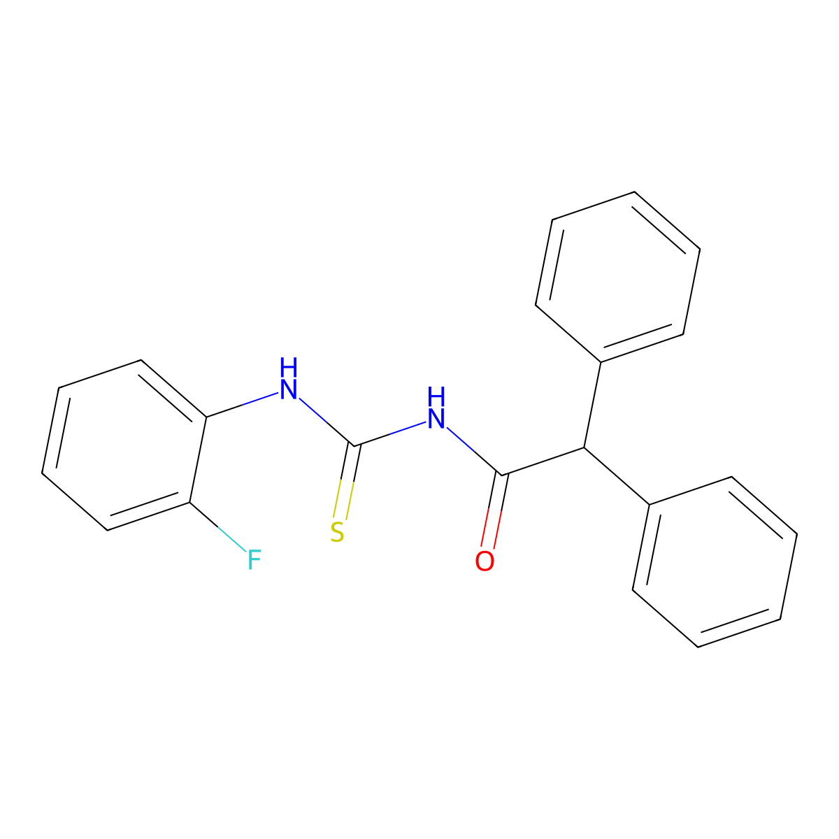 N-[(2-fluorophenyl)carbamothioyl]-2,2-diphenylacetamide molecular structure, CAS 429649-87-6