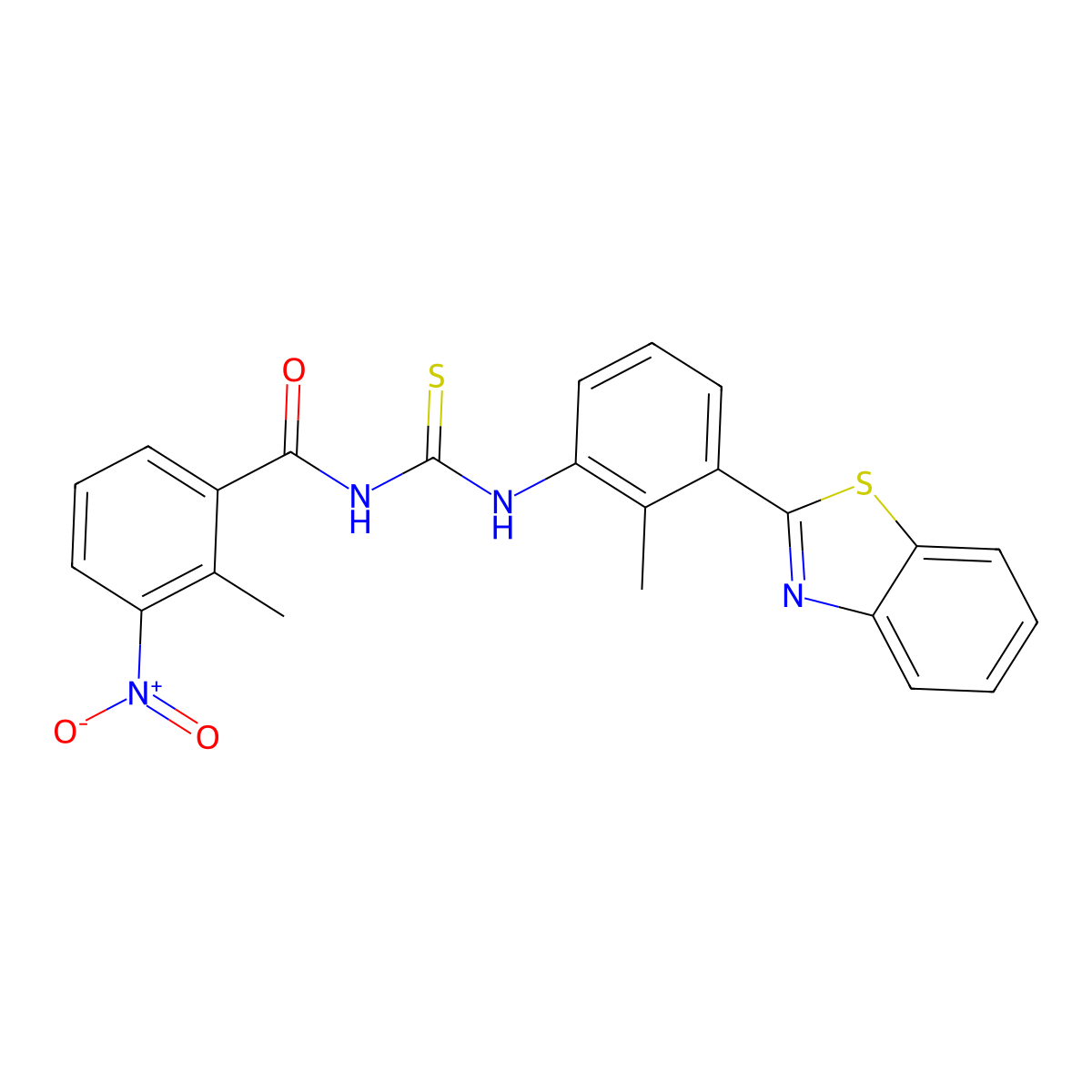 N-[[3-(1,3-benzothiazol-2-yl)-2-methylphenyl]carbamothioyl]-2-methyl-3-nitrobenzamide molecular structure, CAS 429650-29-3
