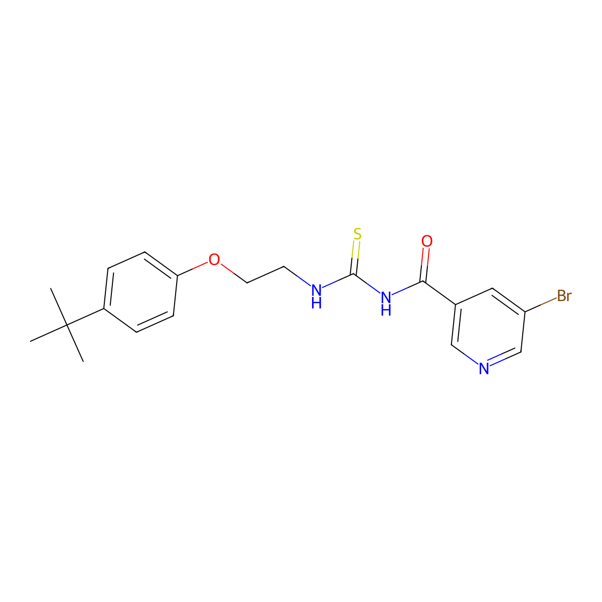 5-bromo-N-[2-(4-tert-butylphenoxy)ethylcarbamothioyl]pyridine-3-carboxamide molecular structure, CAS 429650-49-7