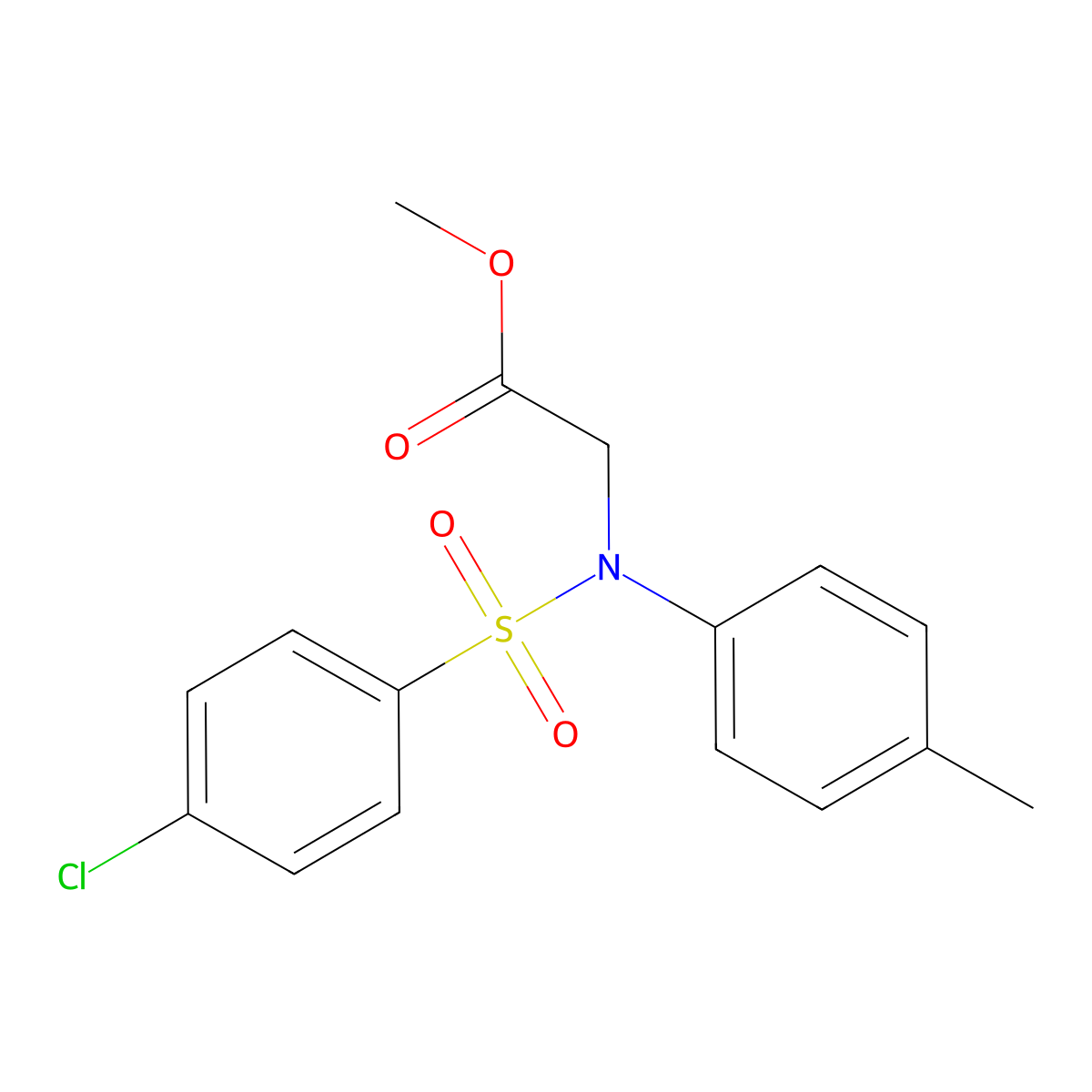 Methyl N-[(4-chlorophenyl)sulfonyl]-N-(4-methylphenyl)glycinate molecular structure, CAS 429650-59-9