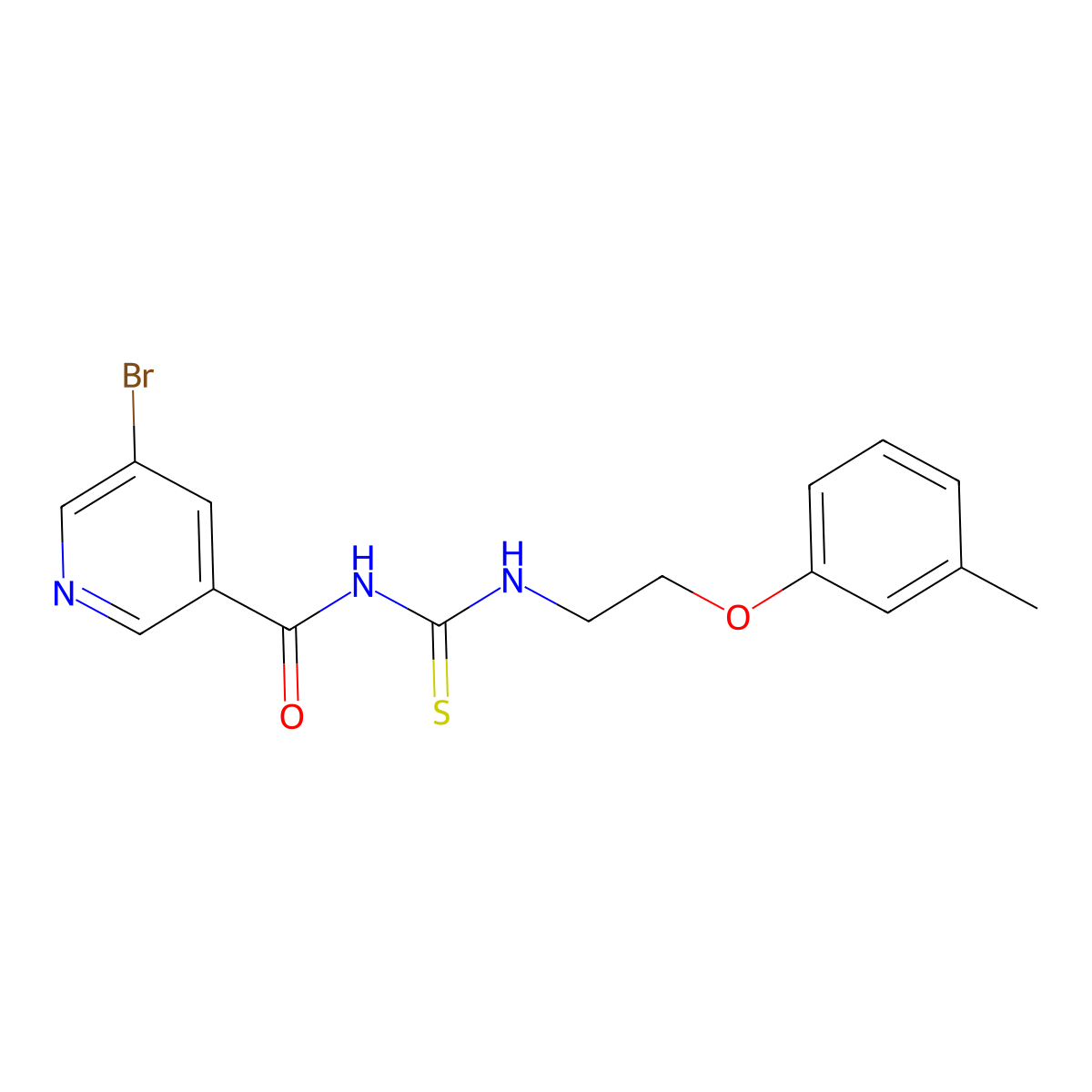 5-bromo-N-[2-(3-methylphenoxy)ethylcarbamothioyl]pyridine-3-carboxamide molecular structure, CAS 429650-65-7