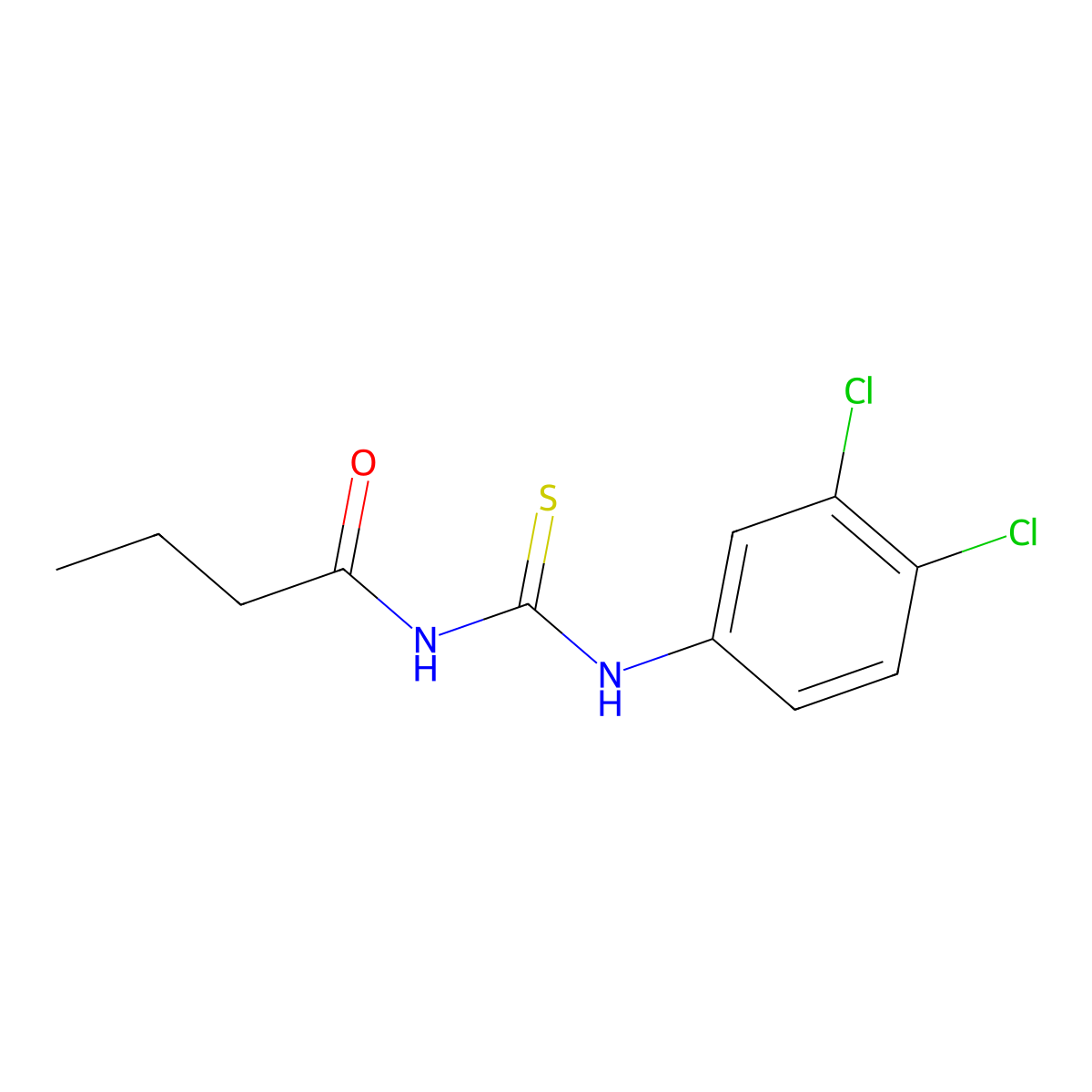 N-[(3,4-dichlorophenyl)carbamothioyl]butanamide molecular structure, CAS 429650-66-8