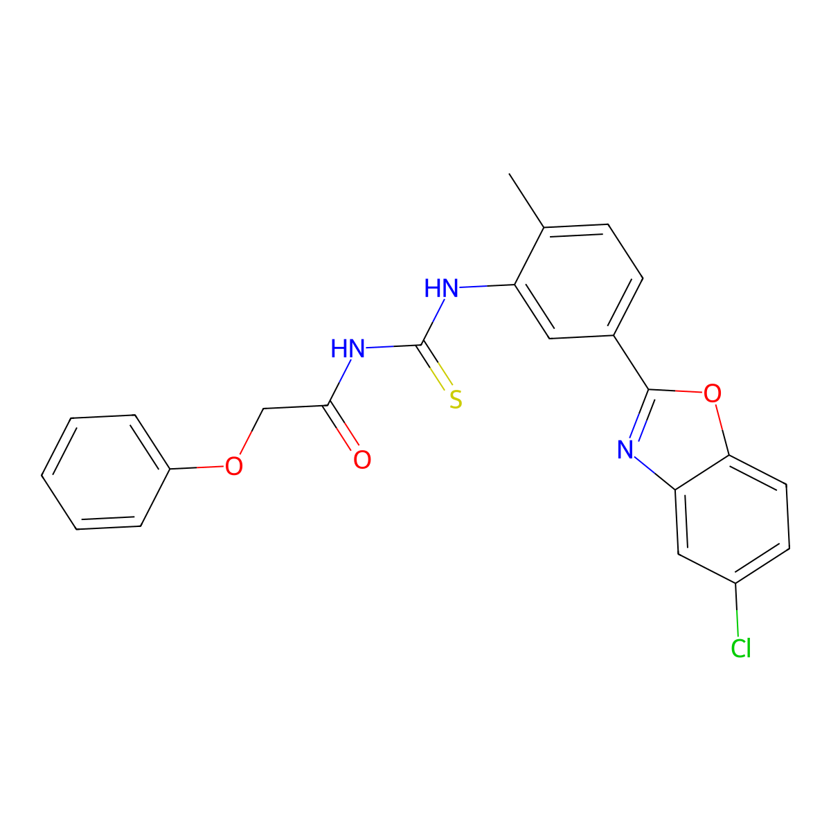 N-[[5-(5-chloro-1,3-benzoxazol-2-yl)-2-methylphenyl]carbamothioyl]-2-phenoxyacetamide molecular structure, CAS 429650-75-9