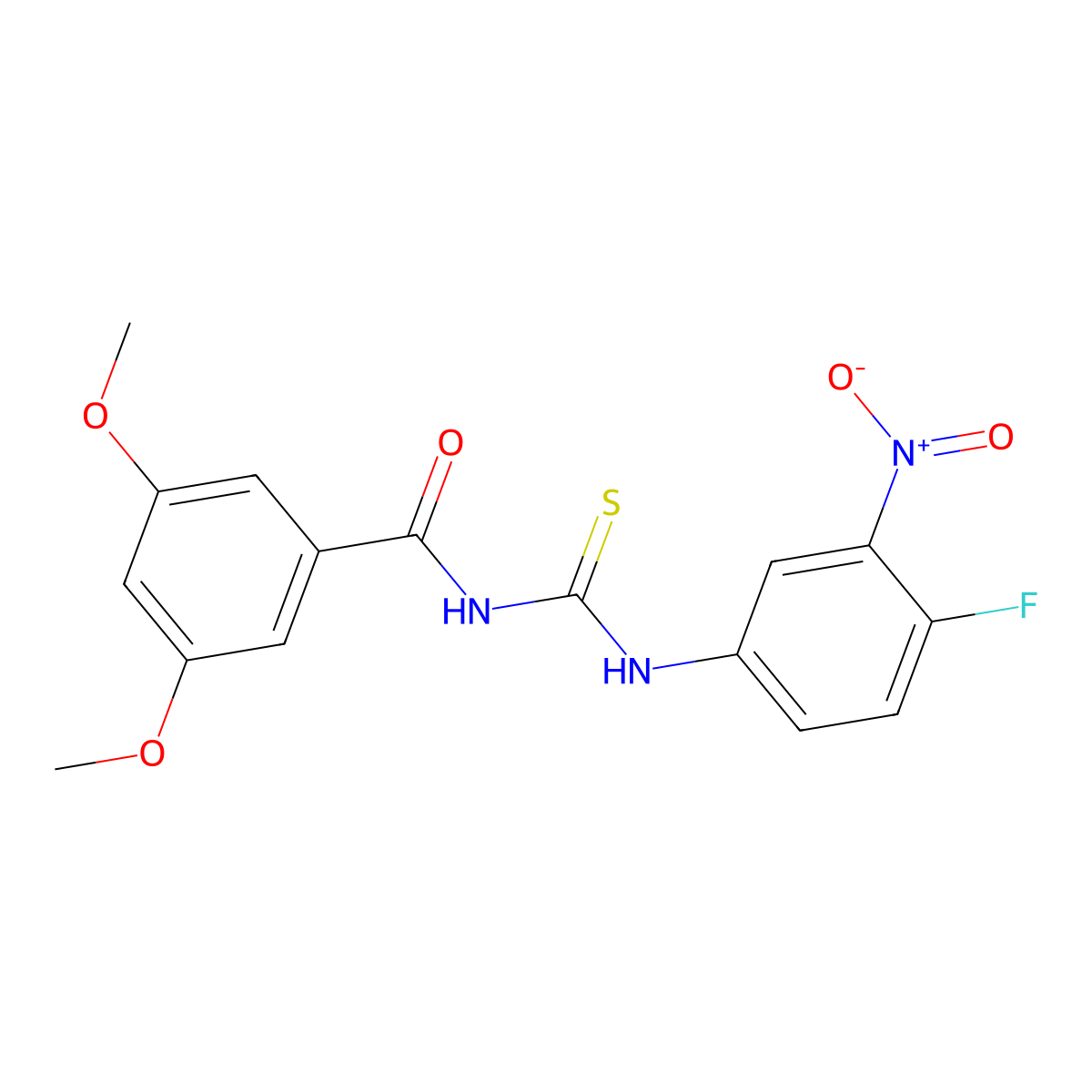 N-[(4-fluoro-3-nitrophenyl)carbamothioyl]-3,5-dimethoxybenzamide molecular structure, CAS 429650-82-8