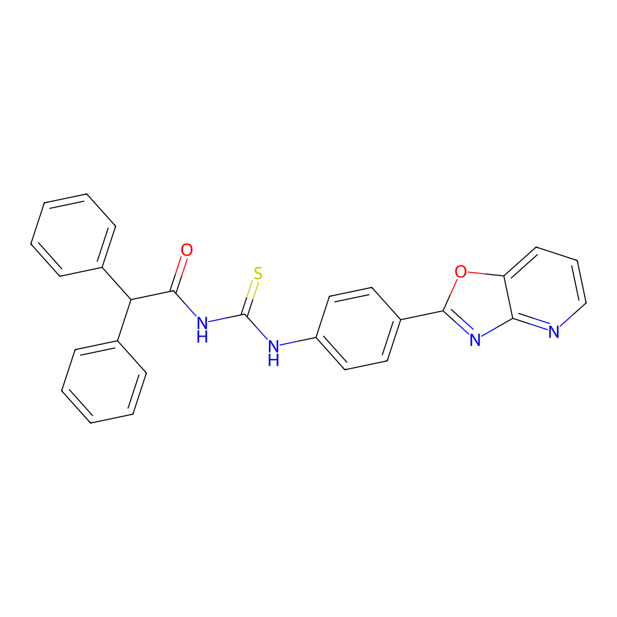 N-[[4-([1,3]oxazolo[4,5-b]pyridin-2-yl)phenyl]carbamothioyl]-2,2-diphenylacetamide molecular structure, CAS 429650-97-5
