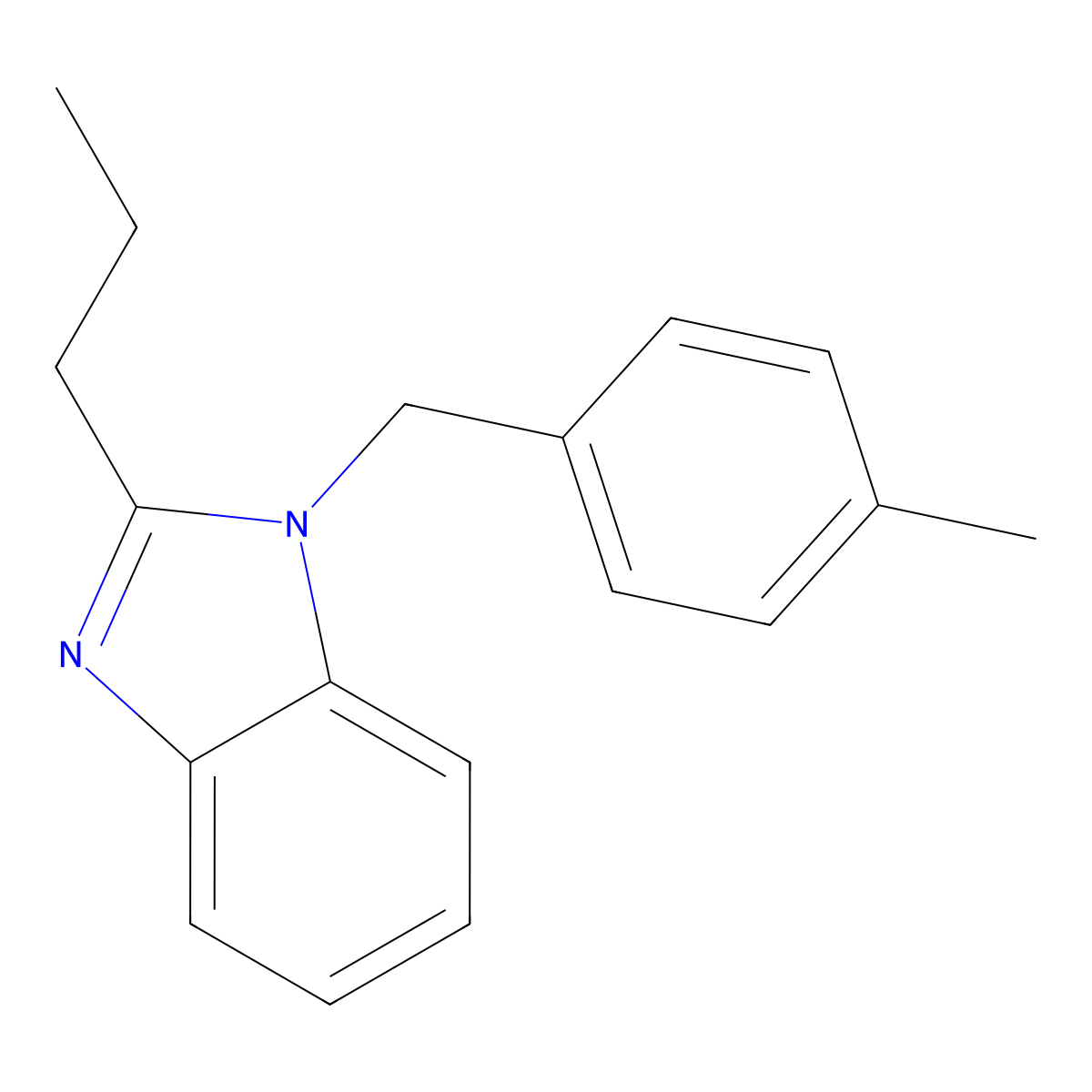 1-[(4-Methylphenyl)methyl]-2-propylbenzimidazole molecular structure, CAS 429651-45-6