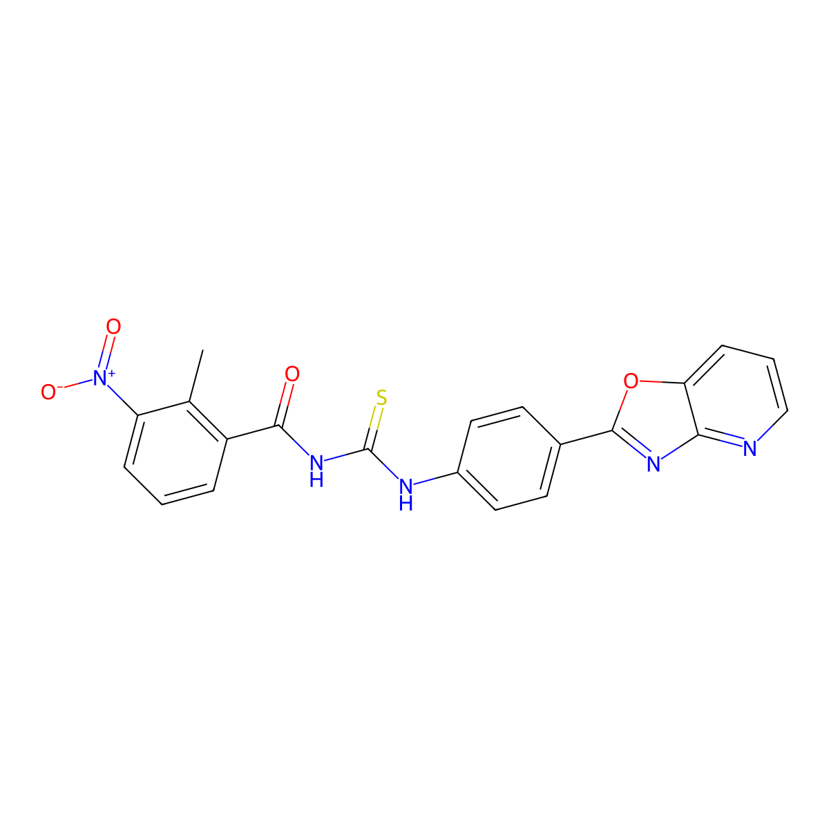 2-methyl-3-nitro-N-[[4-([1,3]oxazolo[4,5-b]pyridin-2-yl)phenyl]carbamothioyl]benzamide molecular structure, CAS 429651-47-8
