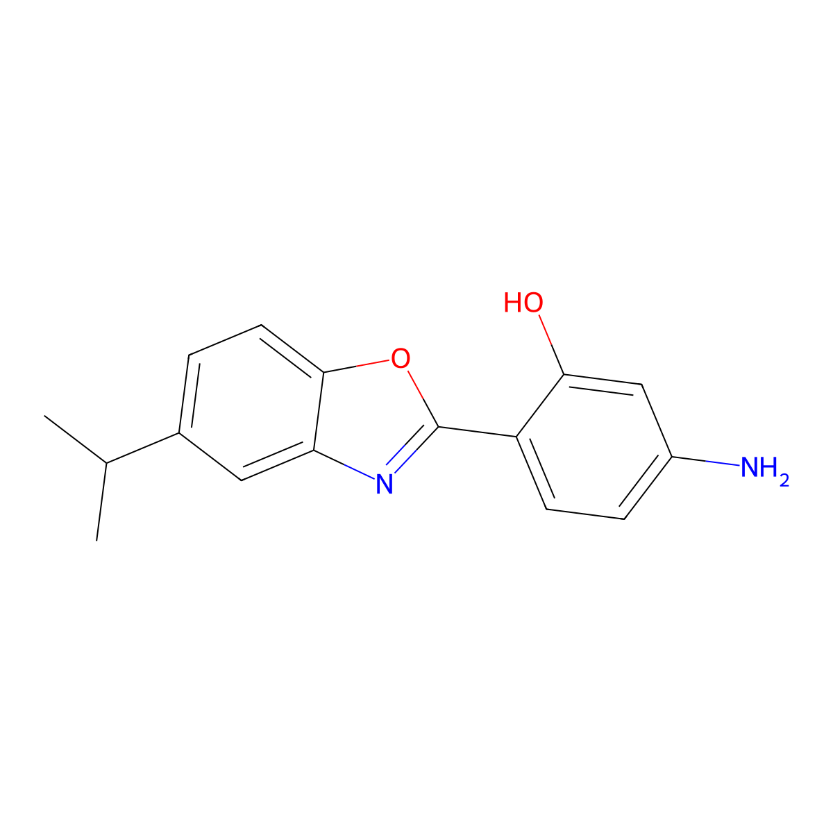 5-Amino-2-(5-isopropylbenzo[d]oxazol-2-yl)phenol molecular structure, CAS 429651-56-9