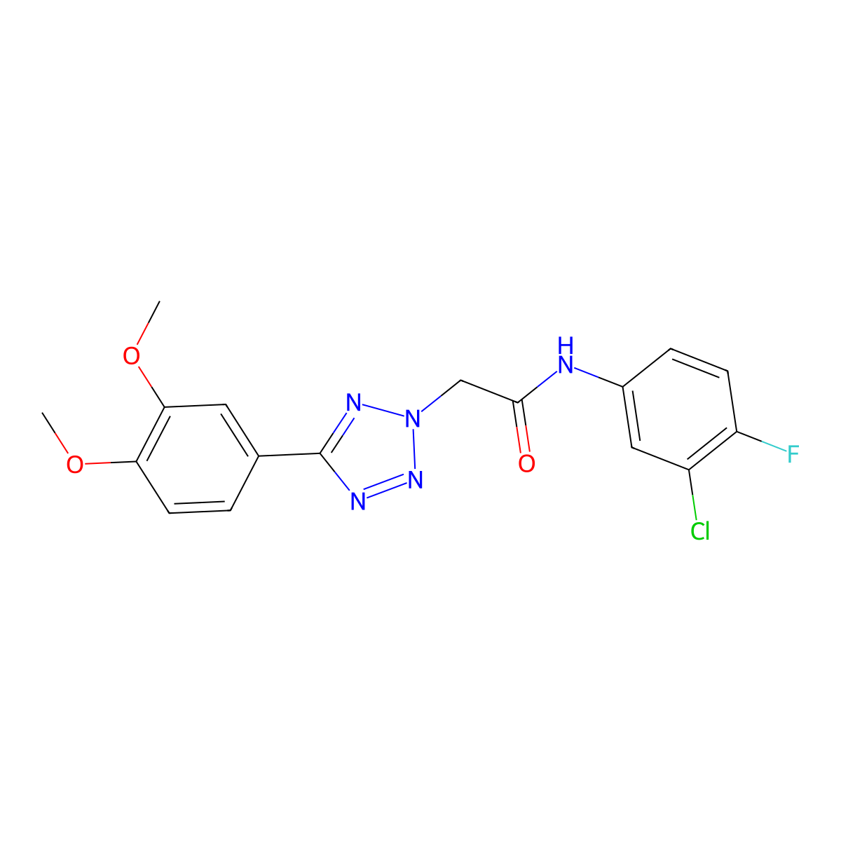 N-(3-chloro-4-fluorophenyl)-2-[5-(3,4-dimethoxyphenyl)-2H-tetrazol-2-yl]acetamide molecular structure, CAS 429651-70-7