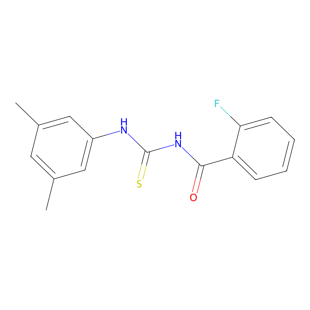 N-[(3,5-dimethylphenyl)carbamothioyl]-2-fluorobenzamide molecular structure, CAS 429651-84-3