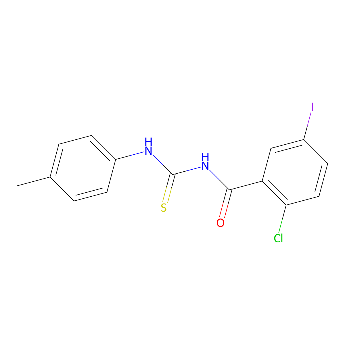2-chloro-5-iodo-N-[(4-methylphenyl)carbamothioyl]benzamide molecular structure, CAS 429651-90-1