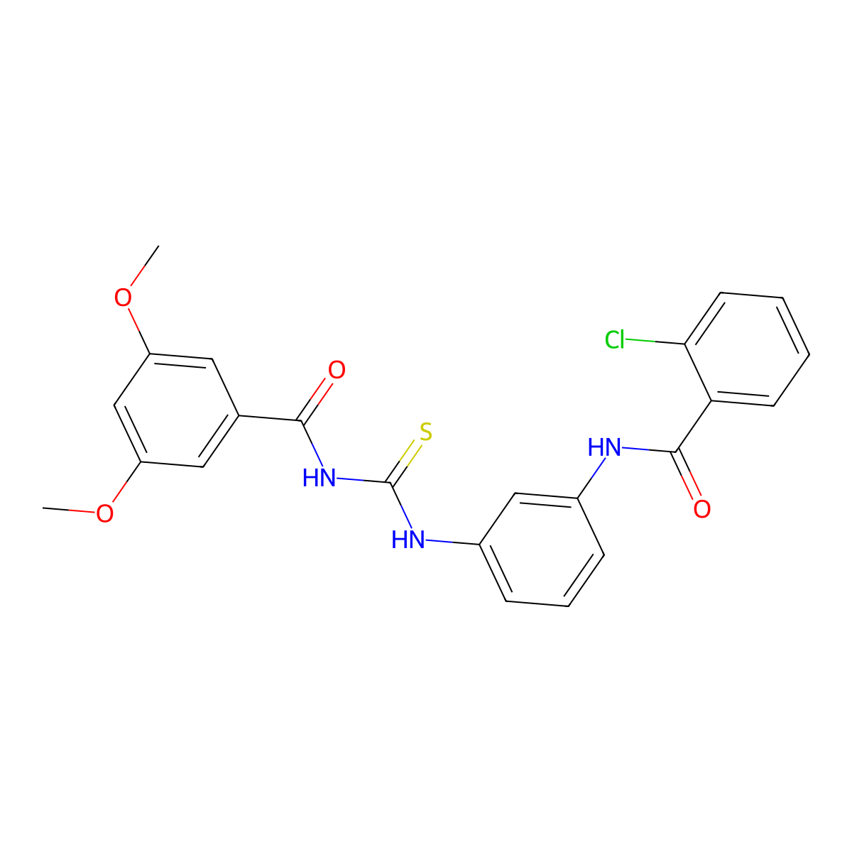 N-[[3-[(2-chlorobenzoyl)amino]phenyl]carbamothioyl]-3,5-dimethoxybenzamide molecular structure, CAS 429652-06-2