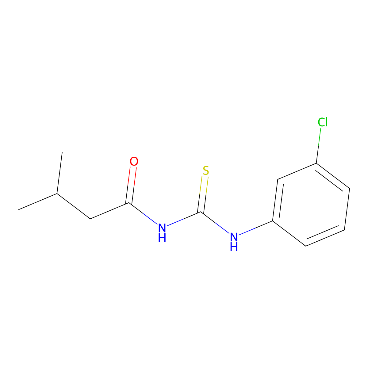 N-[(3-chlorophenyl)carbamothioyl]-3-methylbutanamide molecular structure, CAS 429652-22-2