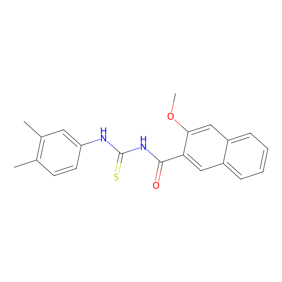 N-[(3,4-dimethylphenyl)carbamothioyl]-3-methoxynaphthalene-2-carboxamide molecular structure, CAS 429652-27-7