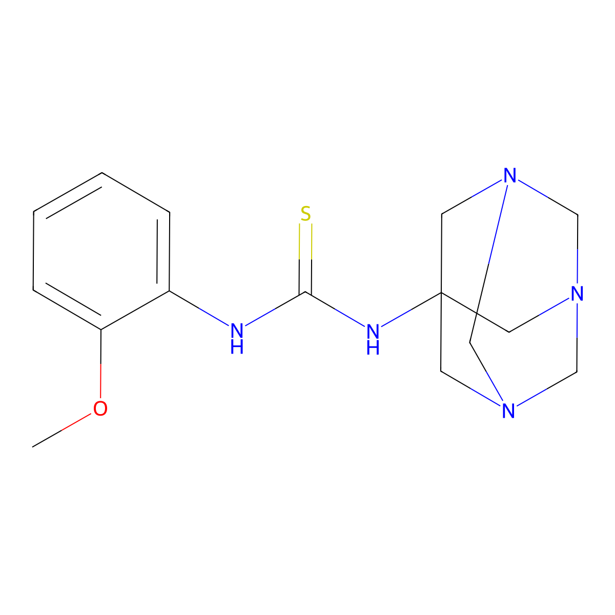 1-(2-Methoxyphenyl)-3-(1,3,5-triazatricyclo[3.3.1.1~3,7~]dec-7-yl)thiourea molecular structure, CAS 429652-29-9