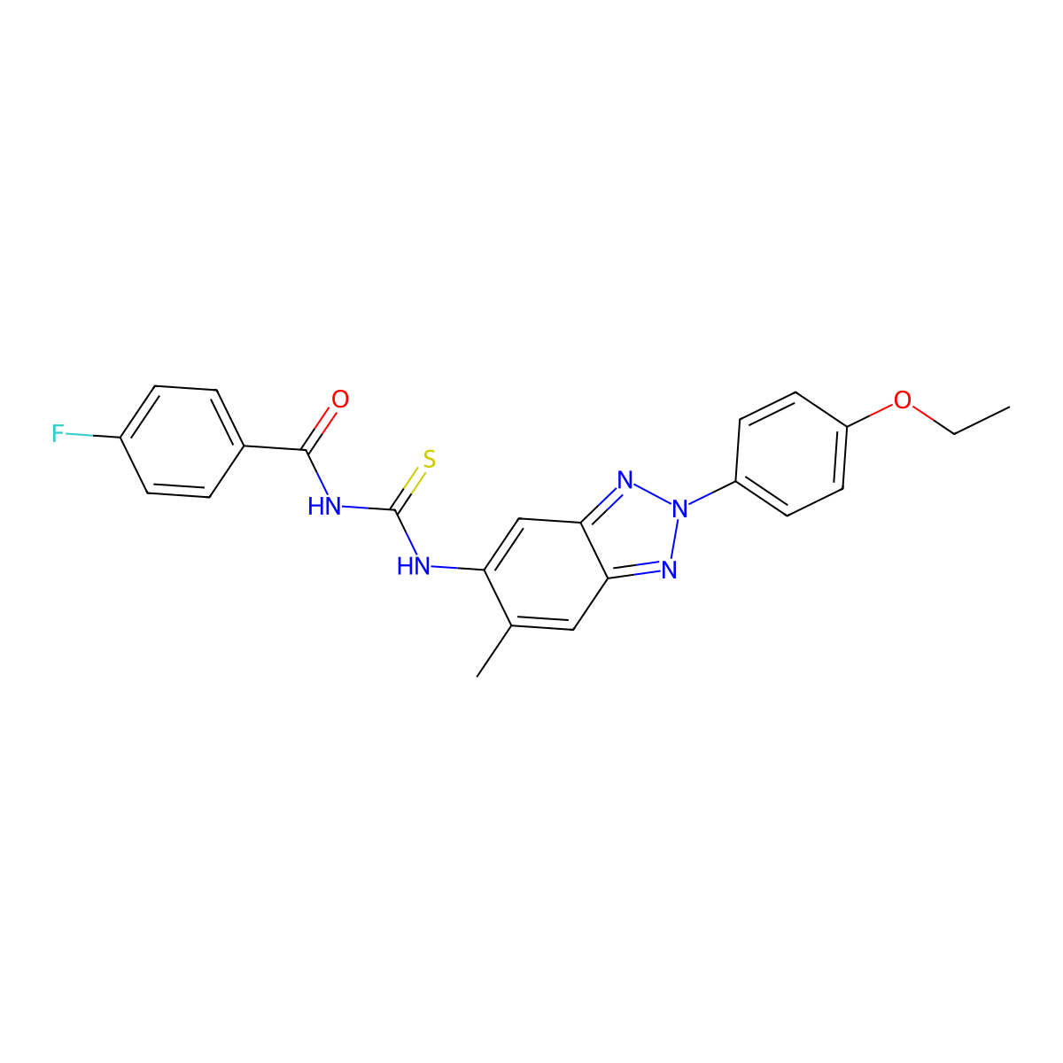 N-[[2-(4-ethoxyphenyl)-6-methylbenzotriazol-5-yl]carbamothioyl]-4-fluorobenzamide molecular structure, CAS 429652-36-8
