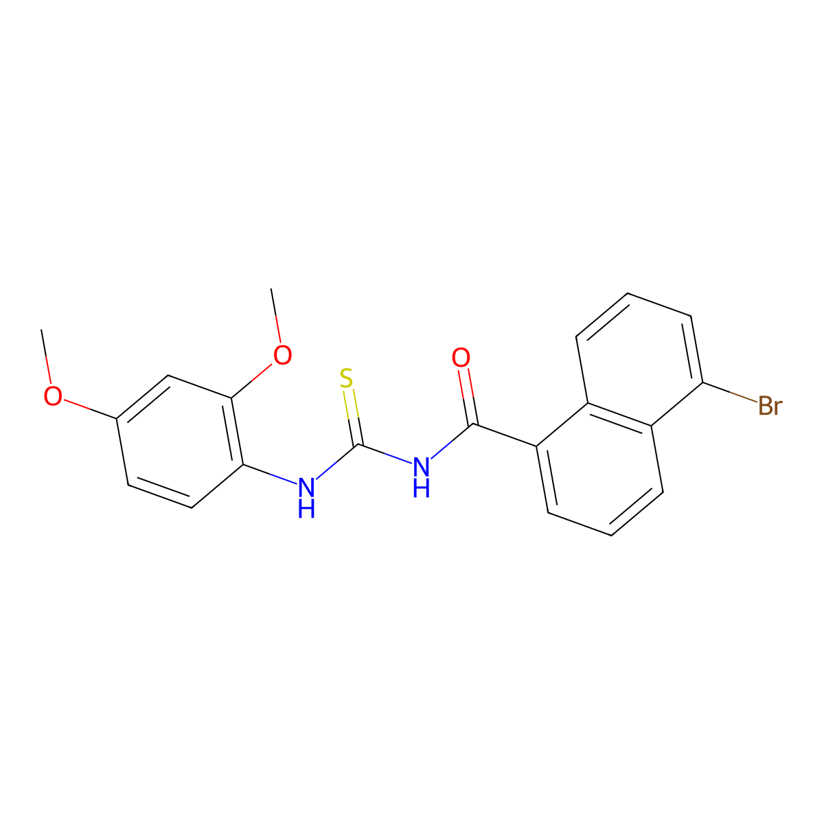 5-bromo-N-[(2,4-dimethoxyphenyl)carbamothioyl]naphthalene-1-carboxamide molecular structure, CAS 429652-41-5