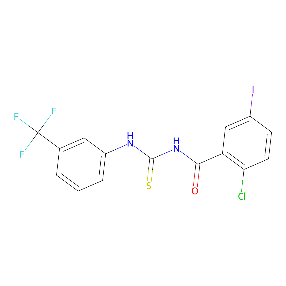 2-chloro-5-iodo-N-[[3-(trifluoromethyl)phenyl]carbamothioyl]benzamide molecular structure, CAS 429652-42-6