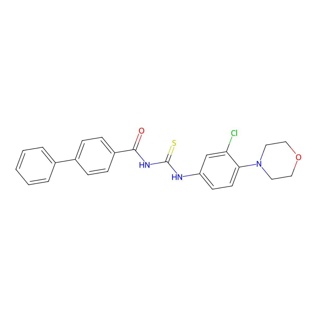 N-[(3-chloro-4-morpholin-4-ylphenyl)carbamothioyl]-4-phenylbenzamide molecular structure, CAS 429652-45-9