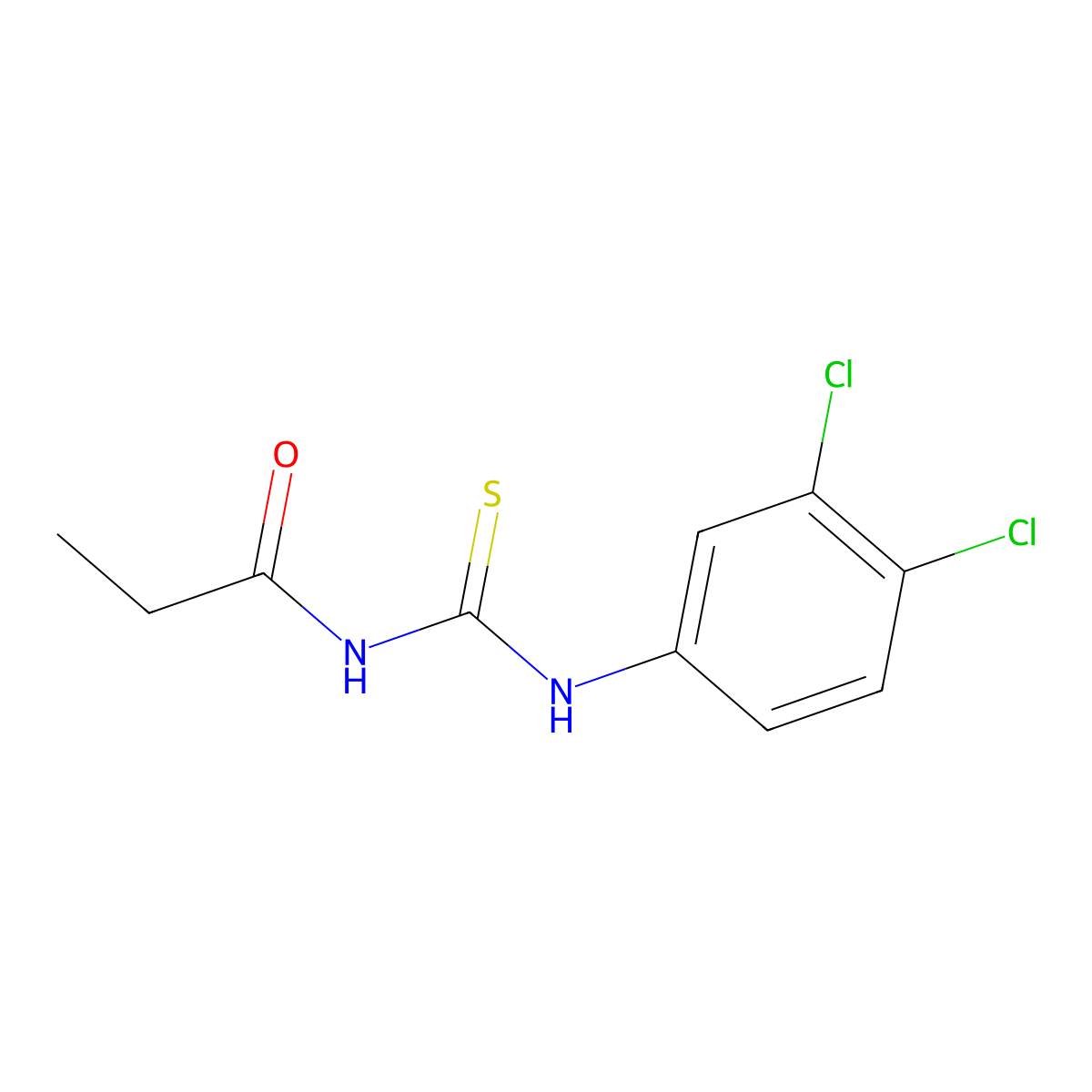 N-[(3,4-dichlorophenyl)carbamothioyl]propanamide molecular structure, CAS 429652-47-1