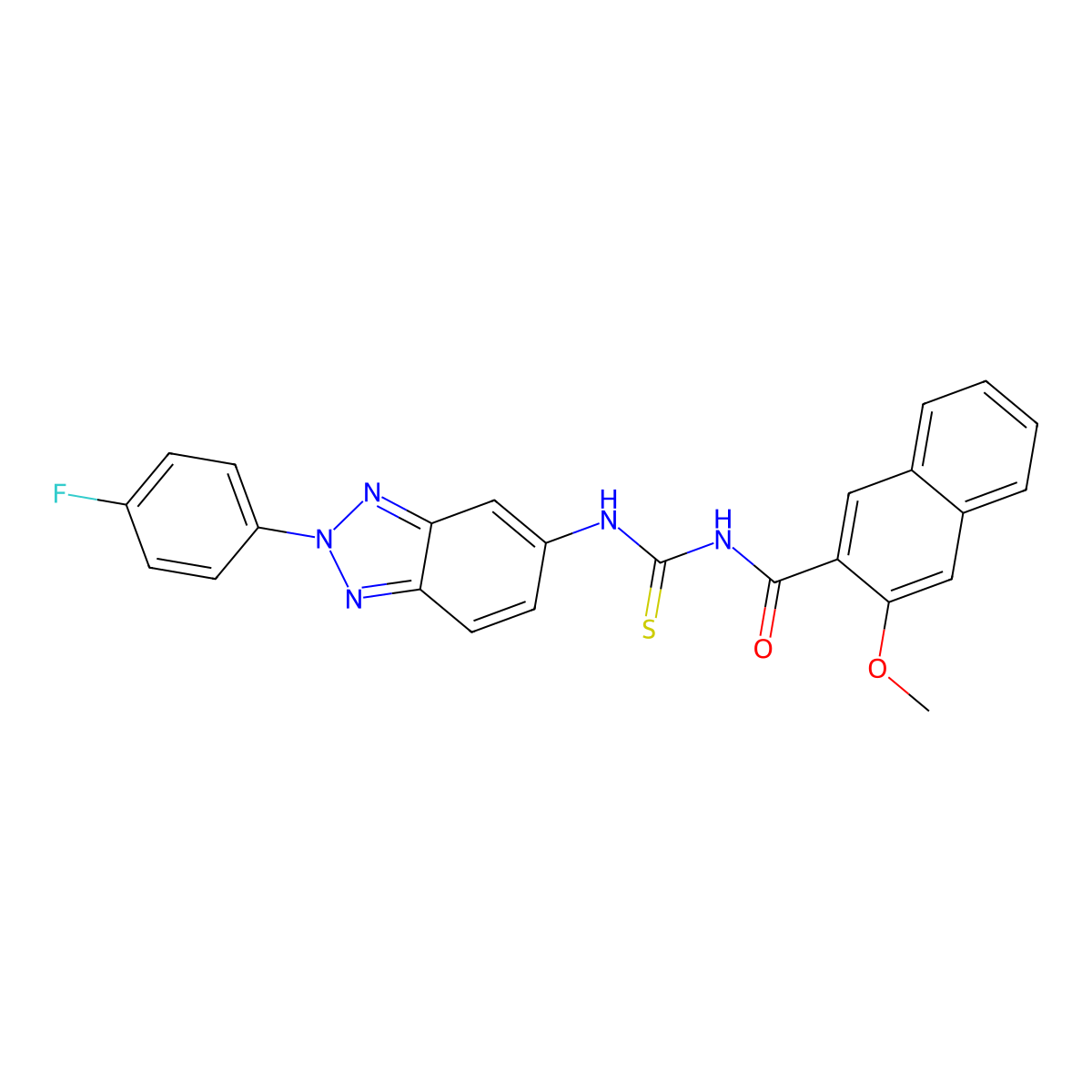 N-[[2-(4-fluorophenyl)benzotriazol-5-yl]carbamothioyl]-3-methoxynaphthalene-2-carboxamide molecular structure, CAS 429652-57-3