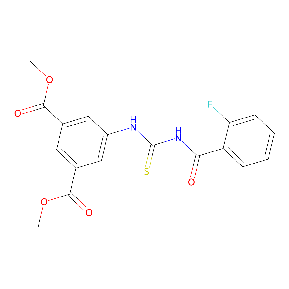 Dimethyl 5-({[(2-fluorophenyl)carbonyl]carbamothioyl}amino)benzene-1,3-dicarboxylate molecular structure, CAS 429652-67-5