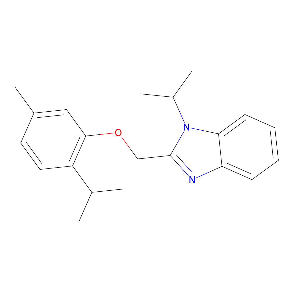 2-[(5-Methyl-2-propan-2-ylphenoxy)methyl]-1-propan-2-ylbenzimidazole molecular structure, CAS 429652-79-9