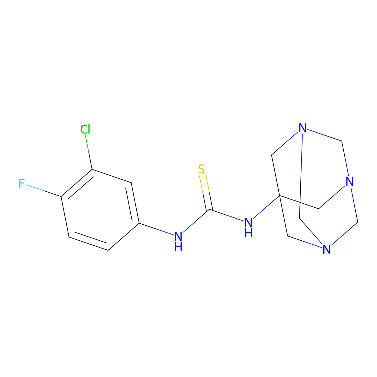 1-(1,3,5-Triazaadamantan-7-yl)-3-(3-chloro-4-fluorophenyl)thiourea molecular structure, CAS 429652-83-5