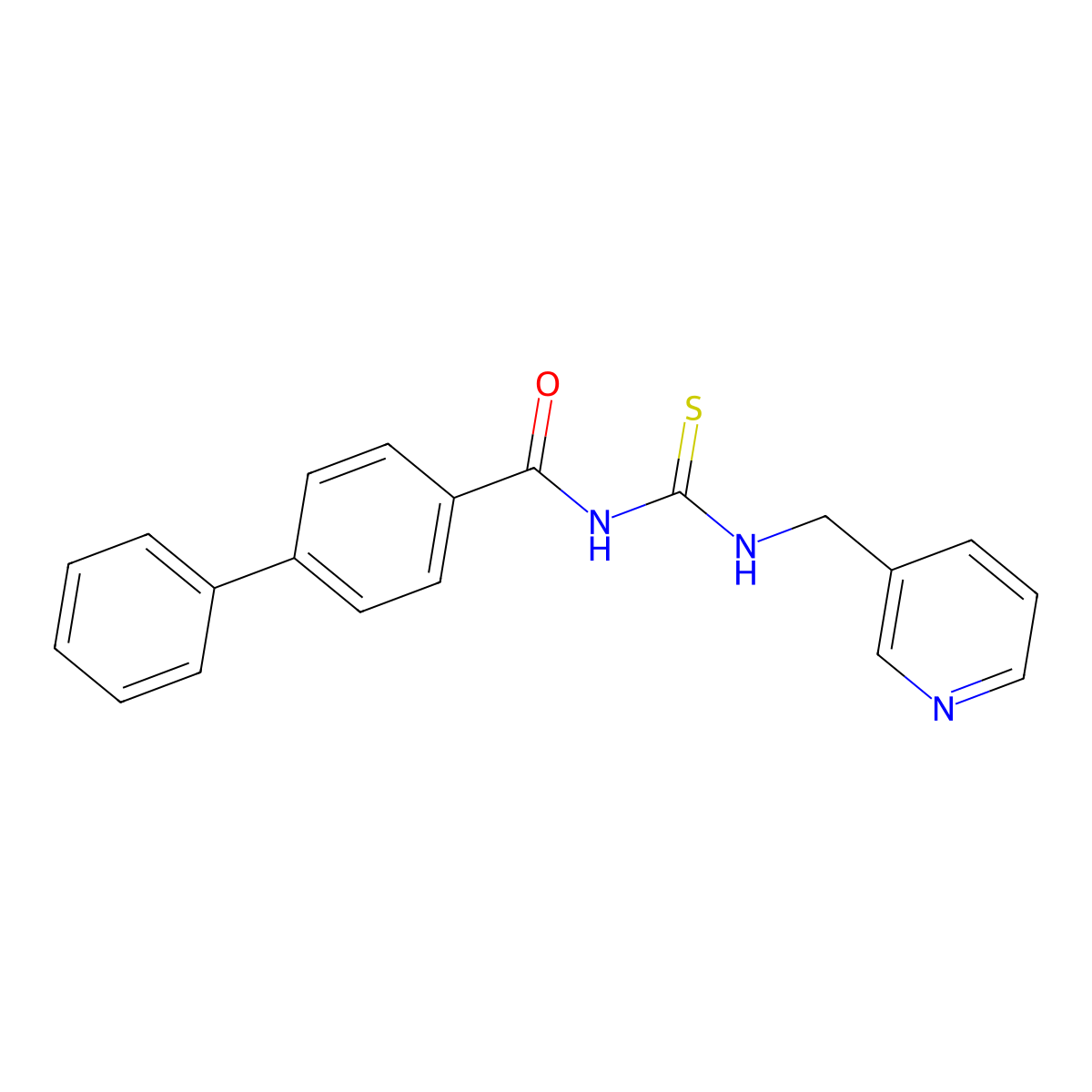 4-phenyl-N-(pyridin-3-ylmethylcarbamothioyl)benzamide molecular structure, CAS 429653-01-0