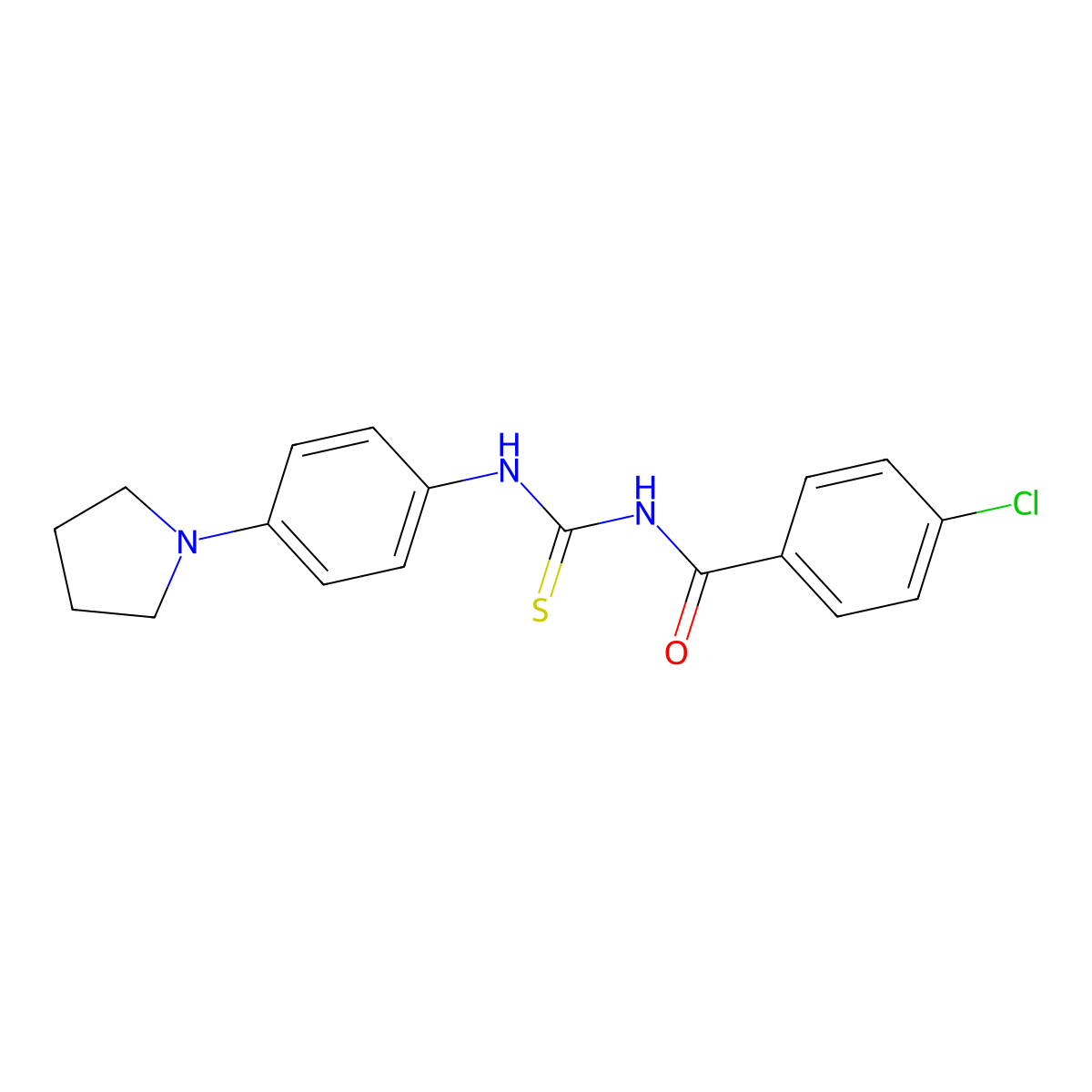 4-chloro-N-[(4-pyrrolidin-1-ylphenyl)carbamothioyl]benzamide molecular structure, CAS 429653-05-4