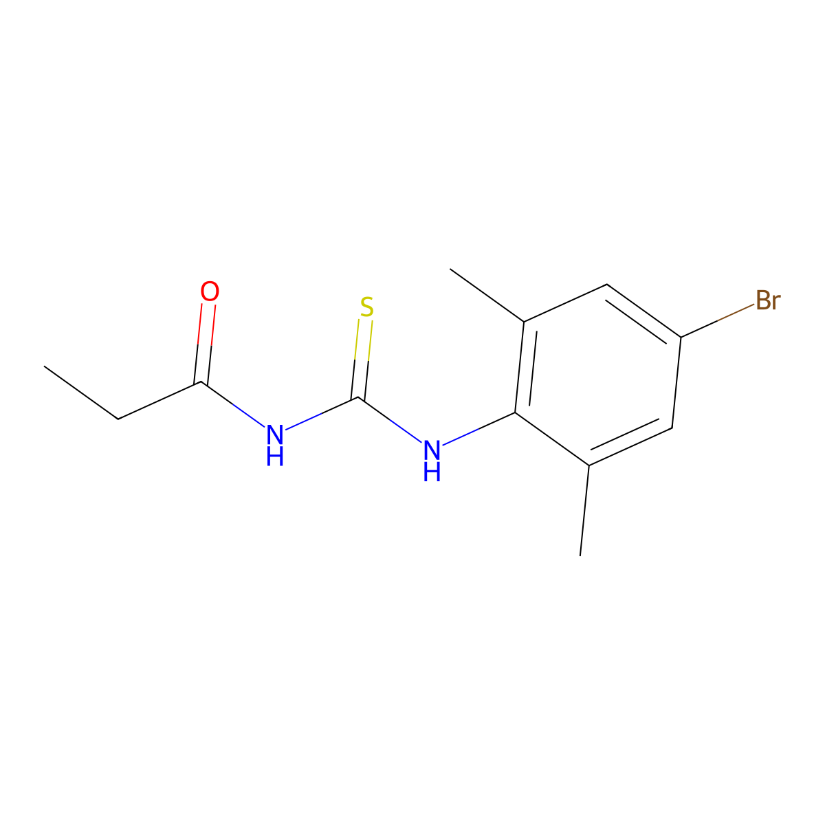 N-[(4-bromo-2,6-dimethylphenyl)carbamothioyl]propanamide molecular structure, CAS 429653-06-5