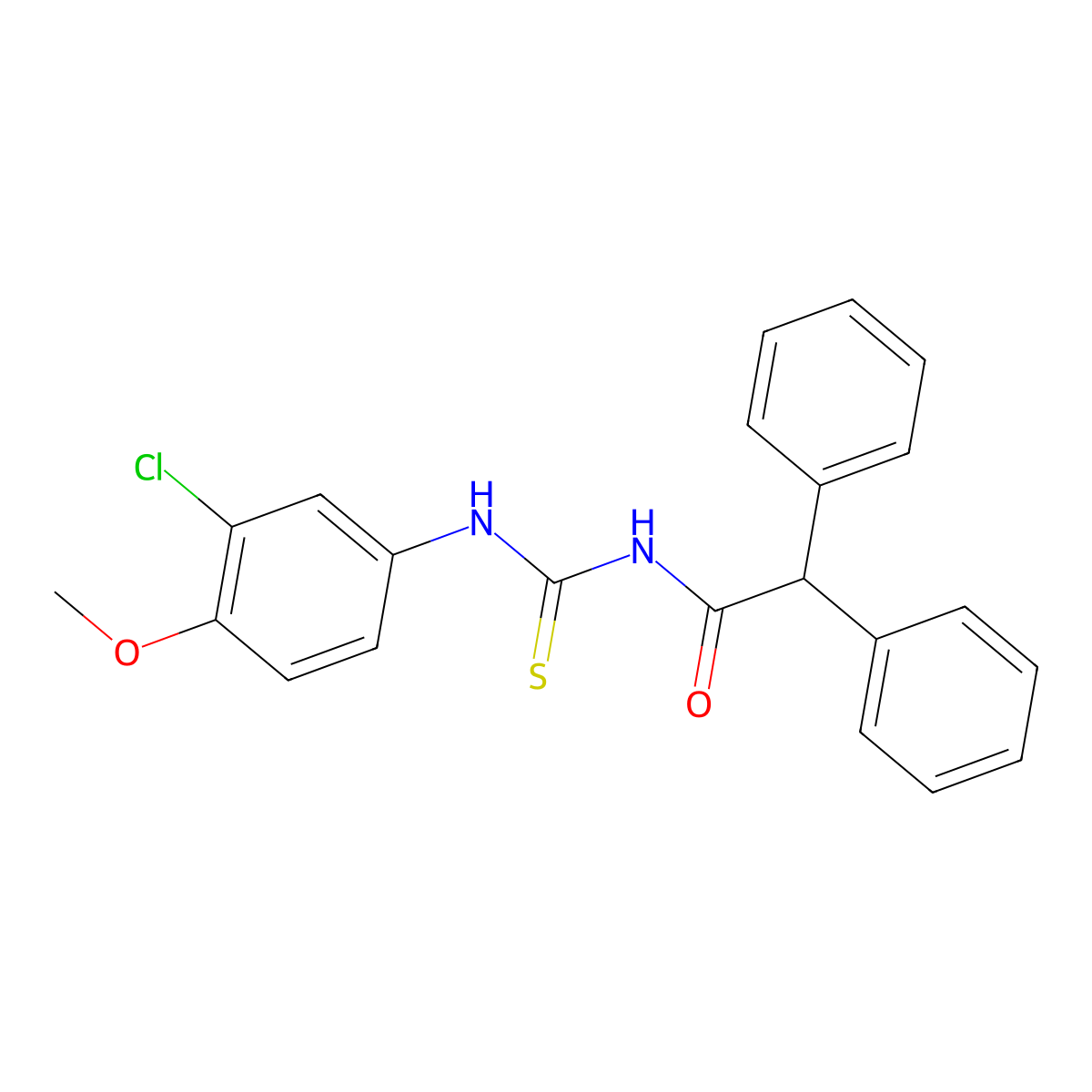 N-[(3-chloro-4-methoxyphenyl)carbamothioyl]-2,2-diphenylacetamide molecular structure, CAS 429653-26-9