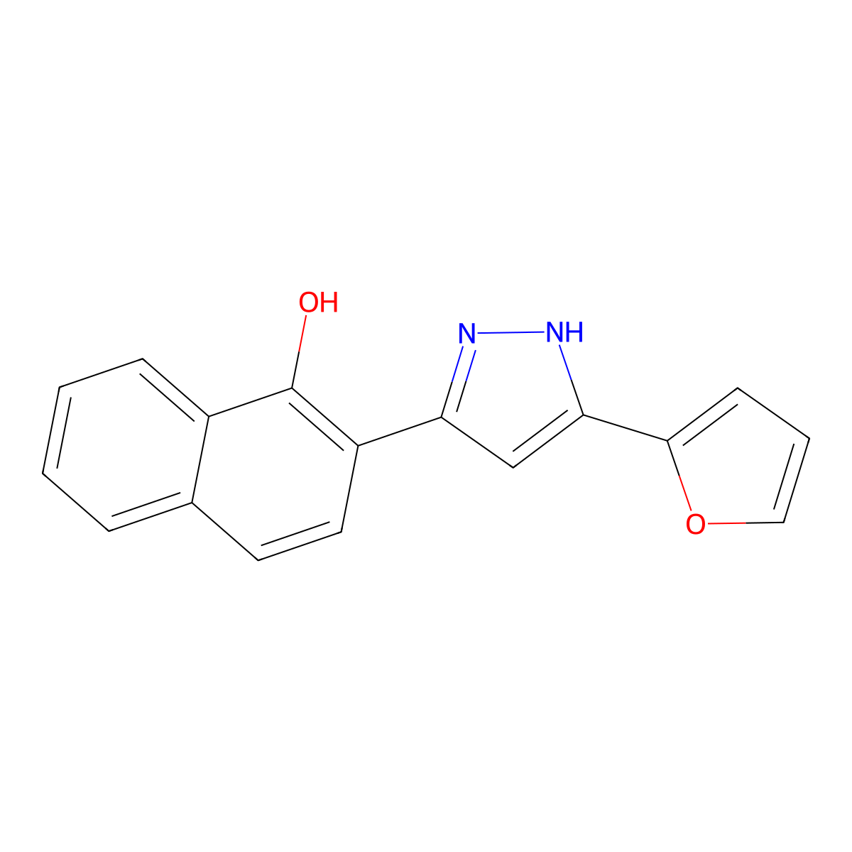 2-(5-(furan-2-yl)-1H-pyrazol-3-yl)naphthalen-1-ol molecular structure, CAS 429653-28-1