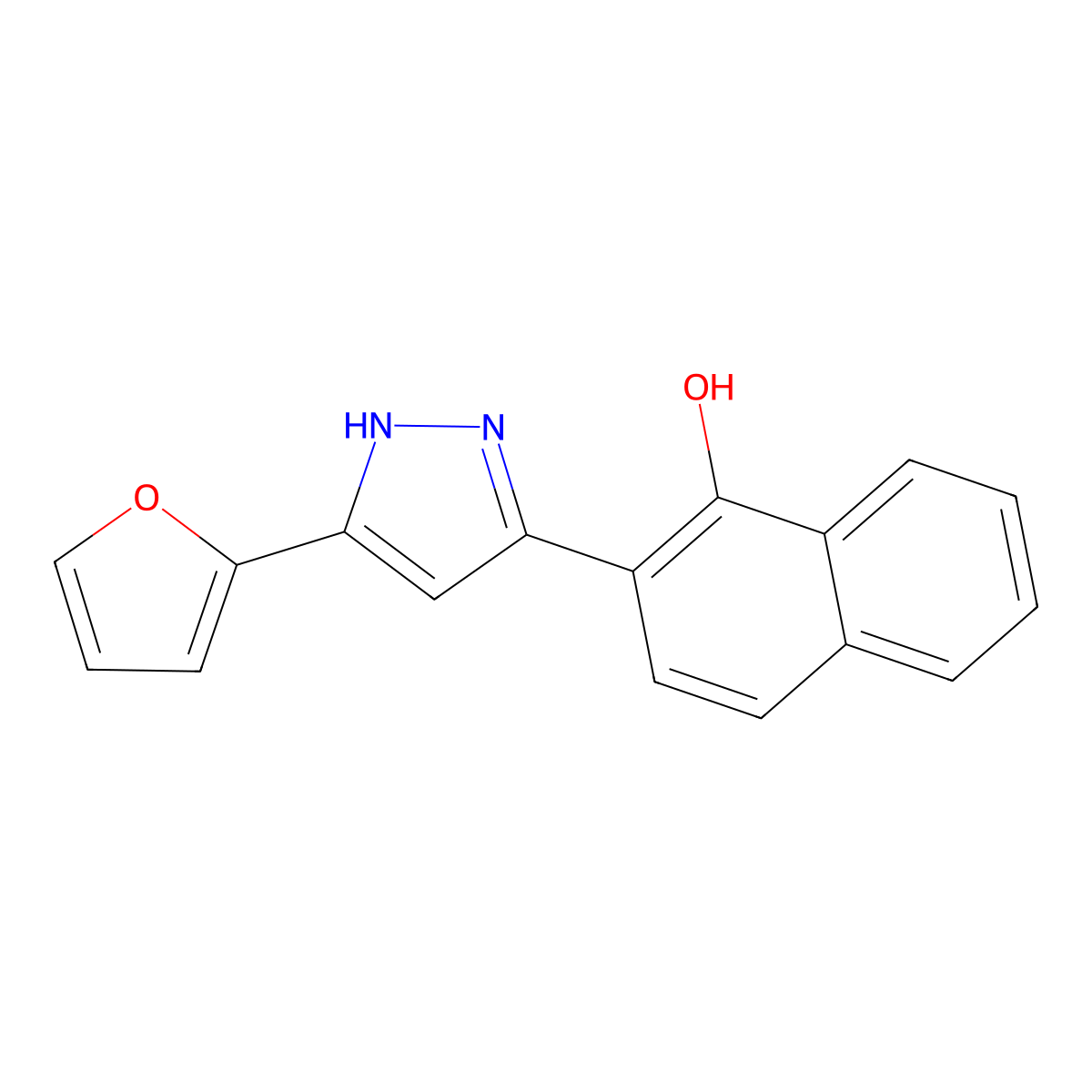 2-(5-(furan-2-yl)-1H-pyrazol-3-yl)naphthalen-1-ol molecular structure, CAS 429653-28-1