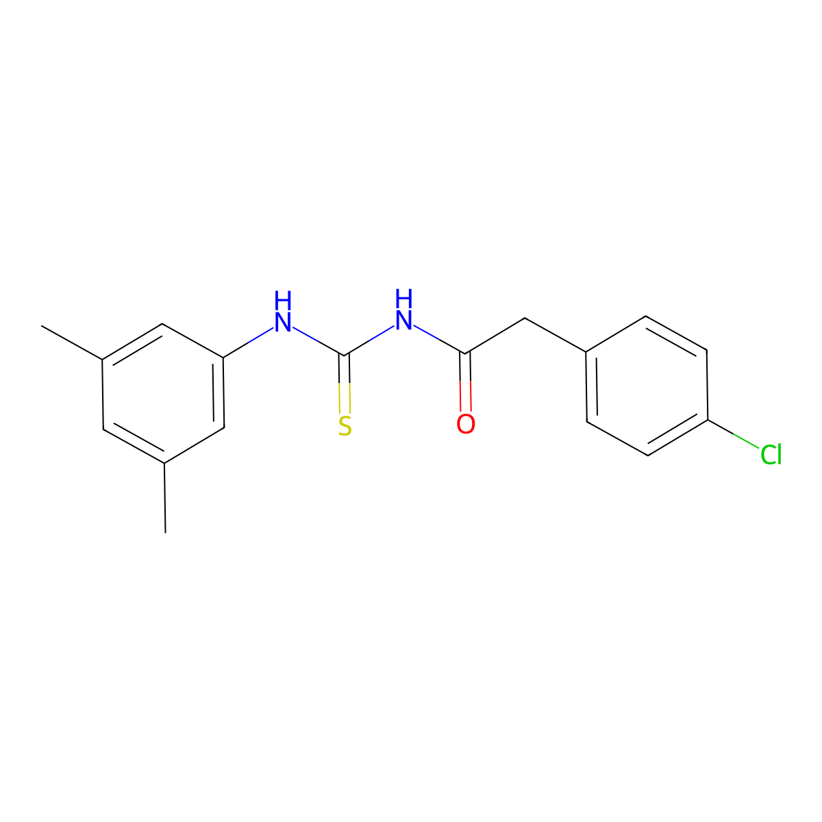 2-(4-chlorophenyl)-N-[(3,5-dimethylphenyl)carbamothioyl]acetamide molecular structure, CAS 429653-49-6