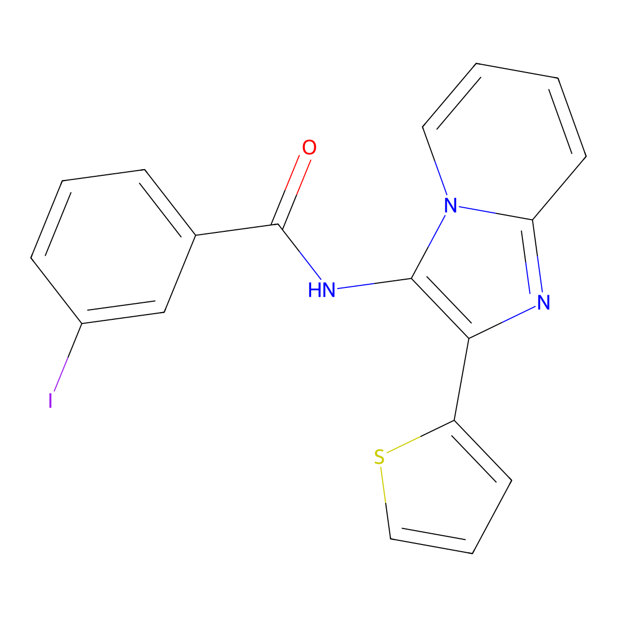 3-iodo-N-[2-(thiophen-2-yl)imidazo[1,2-a]pyridin-3-yl]benzamide molecular structure, CAS 429653-55-4