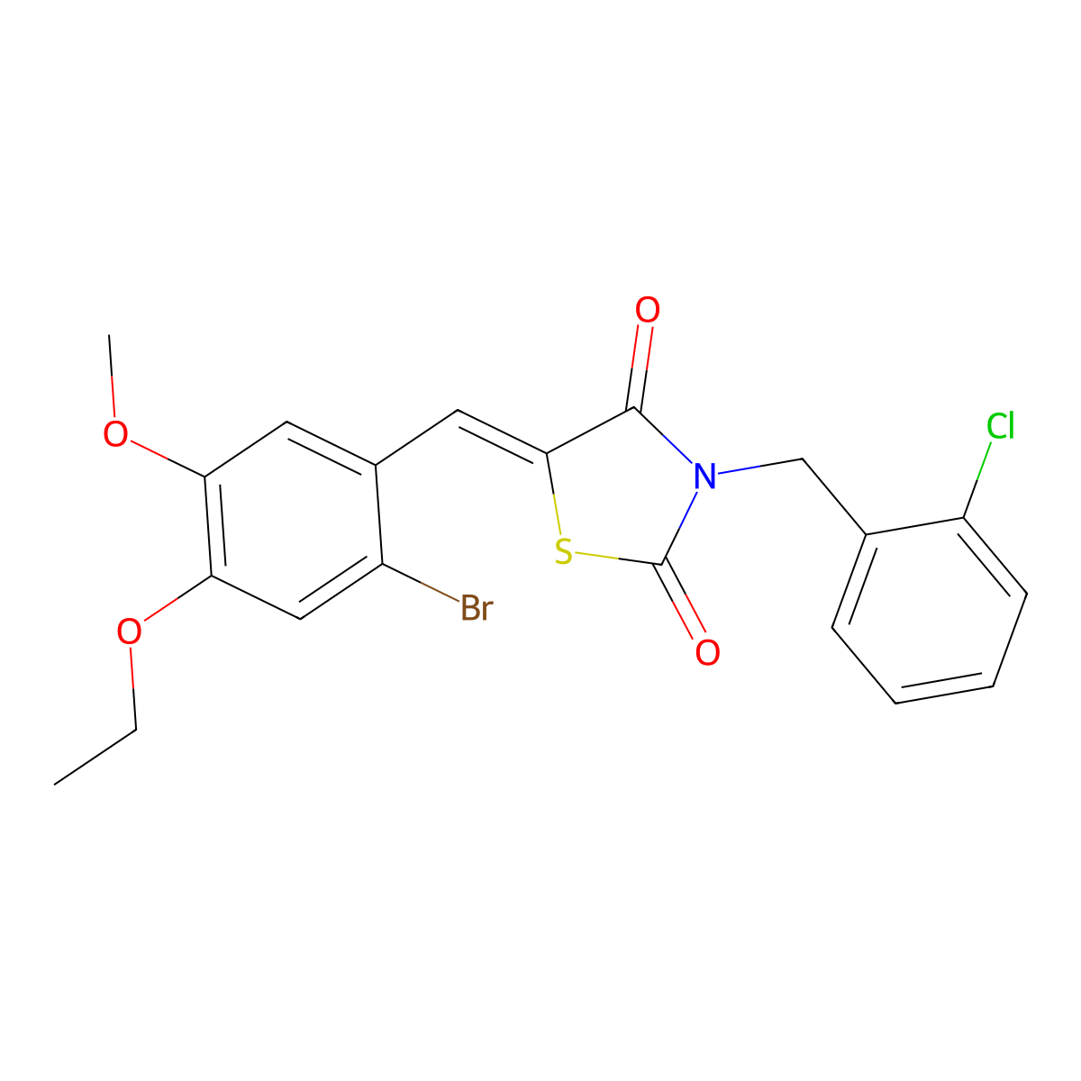 5-[(2-Bromo-4-ethoxy-5-methoxyphenyl)methylidene]-3-[(2-chlorophenyl)methyl]-1,3-thiazolidine-2,4-dione molecular structure, CAS 429653-74-7