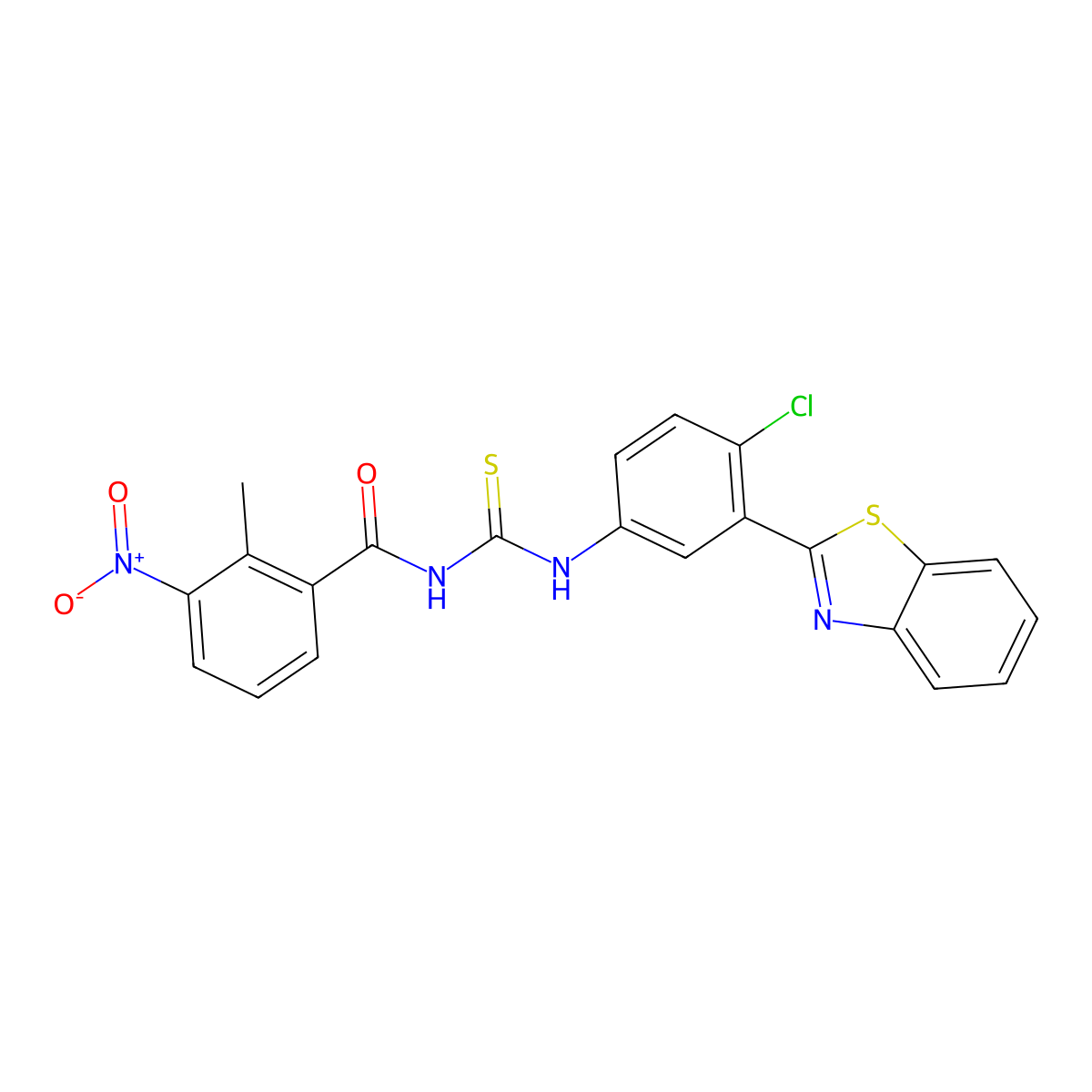 N-[[3-(1,3-benzothiazol-2-yl)-4-chlorophenyl]carbamothioyl]-2-methyl-3-nitrobenzamide molecular structure, CAS 429653-79-2