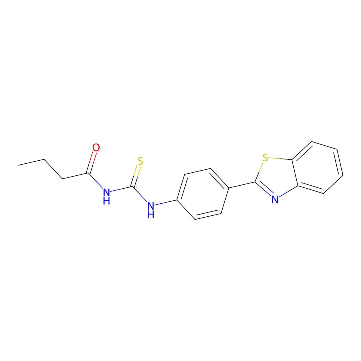 N-[[4-(1,3-benzothiazol-2-yl)phenyl]carbamothioyl]butanamide molecular structure, CAS 429653-81-6