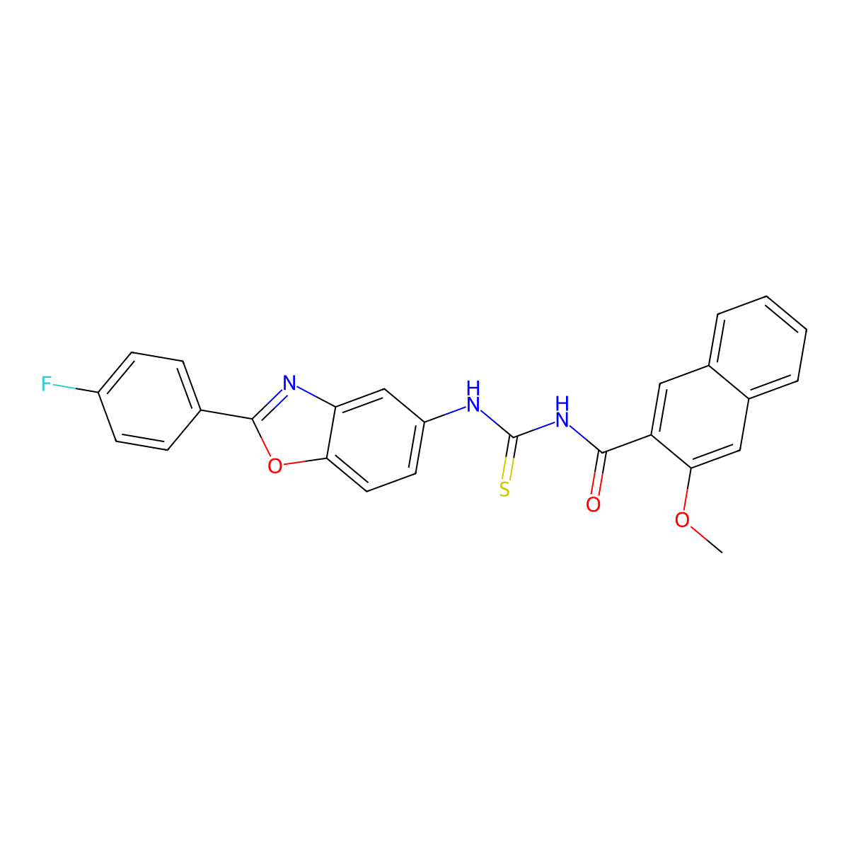 N-[[2-(4-fluorophenyl)-1,3-benzoxazol-5-yl]carbamothioyl]-3-methoxynaphthalene-2-carboxamide molecular structure, CAS 429653-91-8