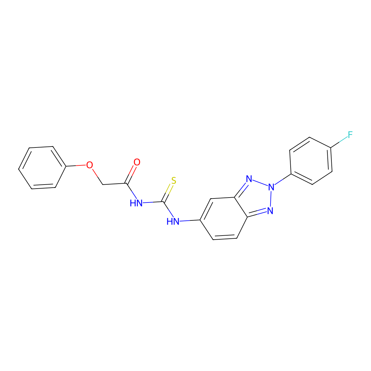 N-[[2-(4-fluorophenyl)benzotriazol-5-yl]carbamothioyl]-2-phenoxyacetamide molecular structure, CAS 429653-94-1