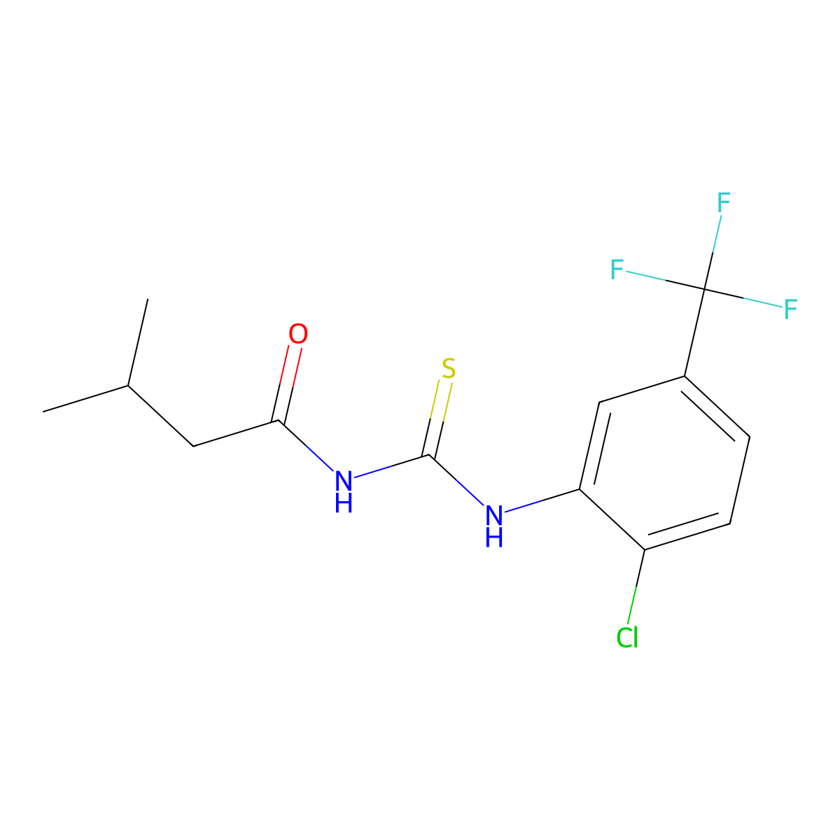 N-[[2-chloro-5-(trifluoromethyl)phenyl]carbamothioyl]-3-methylbutanamide molecular structure, CAS 429653-95-2