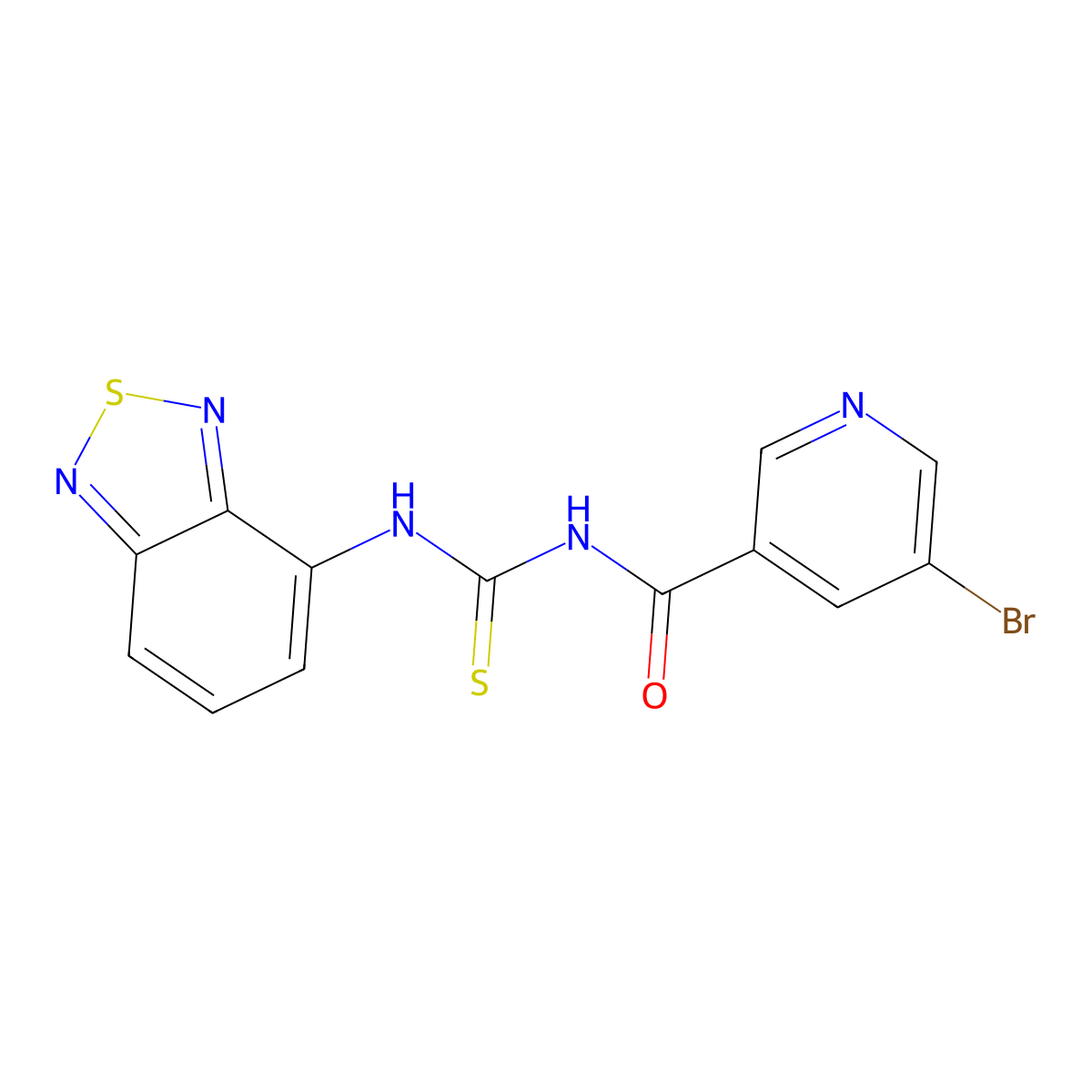 N-(2,1,3-benzothiadiazol-4-ylcarbamothioyl)-5-bromopyridine-3-carboxamide molecular structure, CAS 429653-99-6