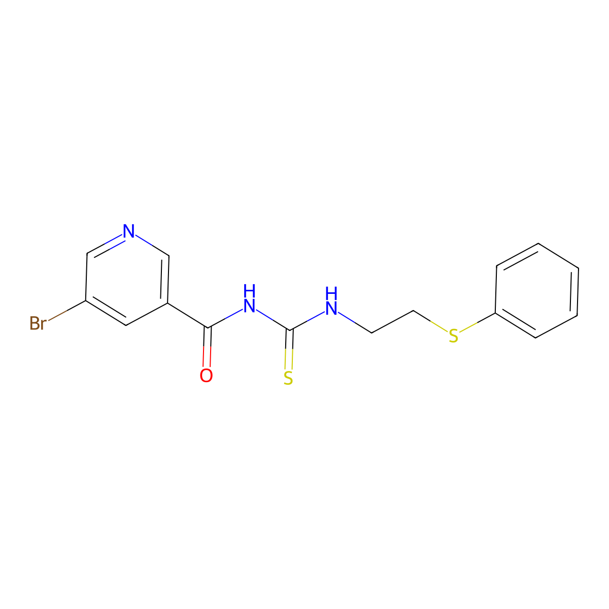 5-bromo-N-(2-phenylsulfanylethylcarbamothioyl)pyridine-3-carboxamide molecular structure, CAS 429654-04-6