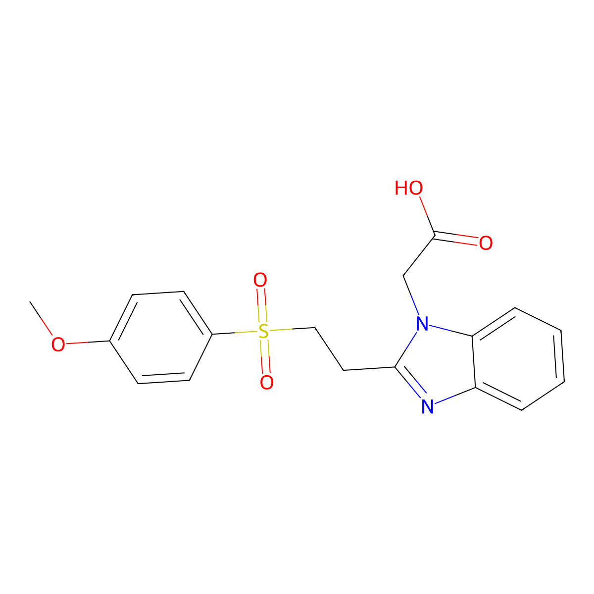 {2-[2-(4-Methoxy-benzenesulfonyl)-ethyl]-benzoimidazol-1-yl}-acetic acid molecular structure, CAS 429654-05-7