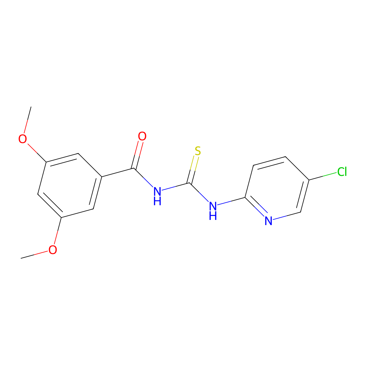 N-[(5-chloropyridin-2-yl)carbamothioyl]-3,5-dimethoxybenzamide molecular structure, CAS 429654-06-8
