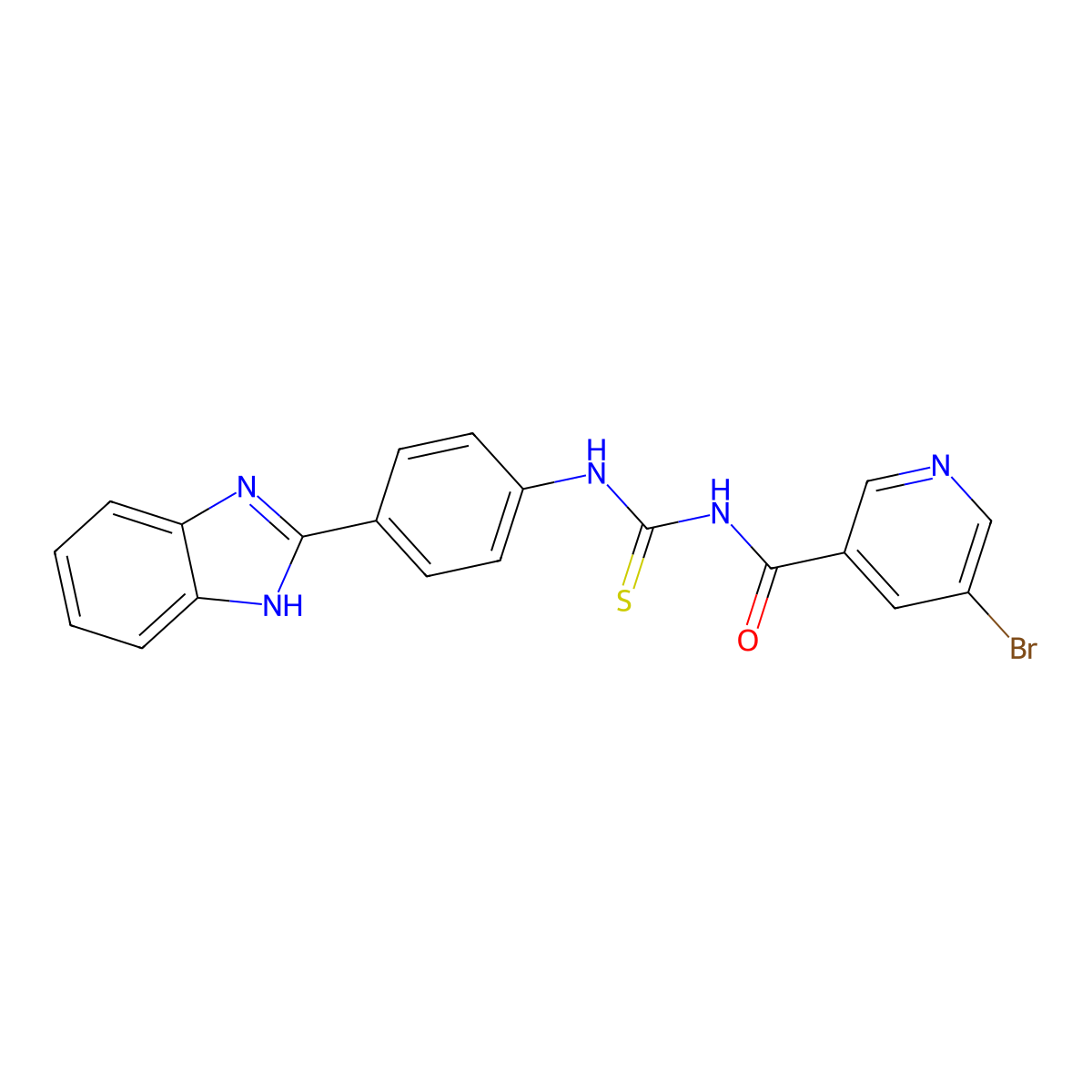 N-[[4-(1H-benzimidazol-2-yl)phenyl]carbamothioyl]-5-bromopyridine-3-carboxamide molecular structure, CAS 429654-10-4