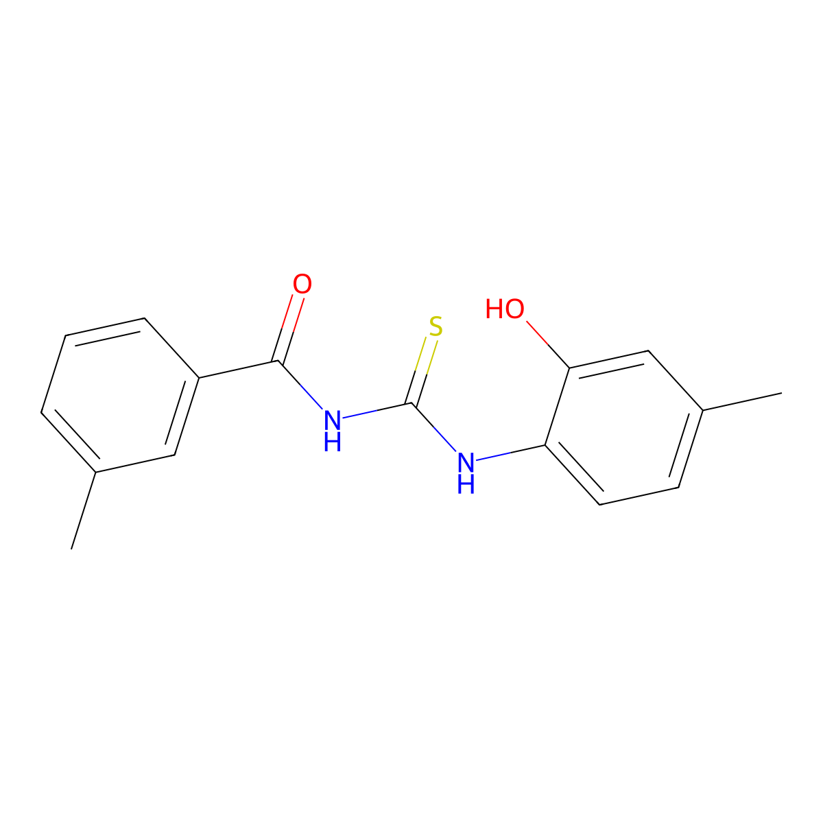 N-[(2-hydroxy-4-methylphenyl)carbamothioyl]-3-methylbenzamide molecular structure, CAS 429654-14-8